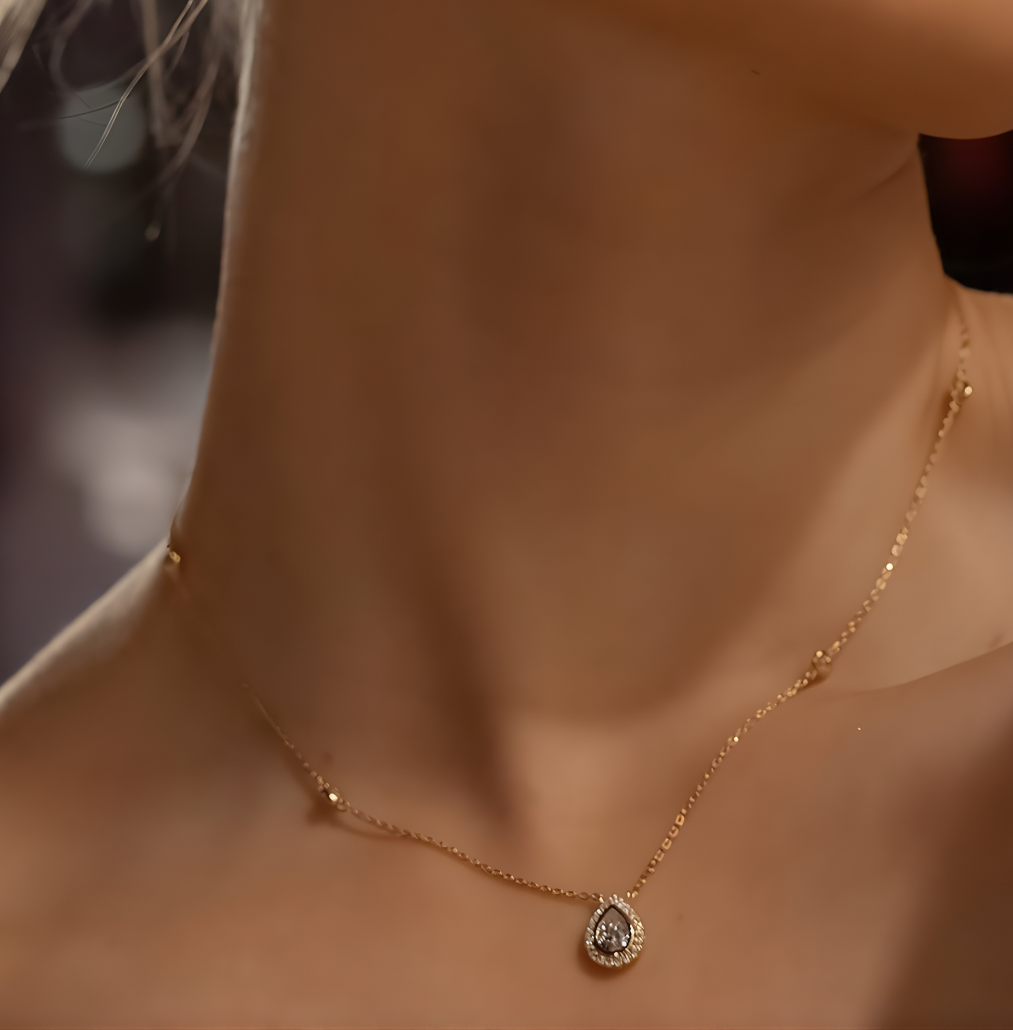 Swan Lake Pear Gold Plated Necklace