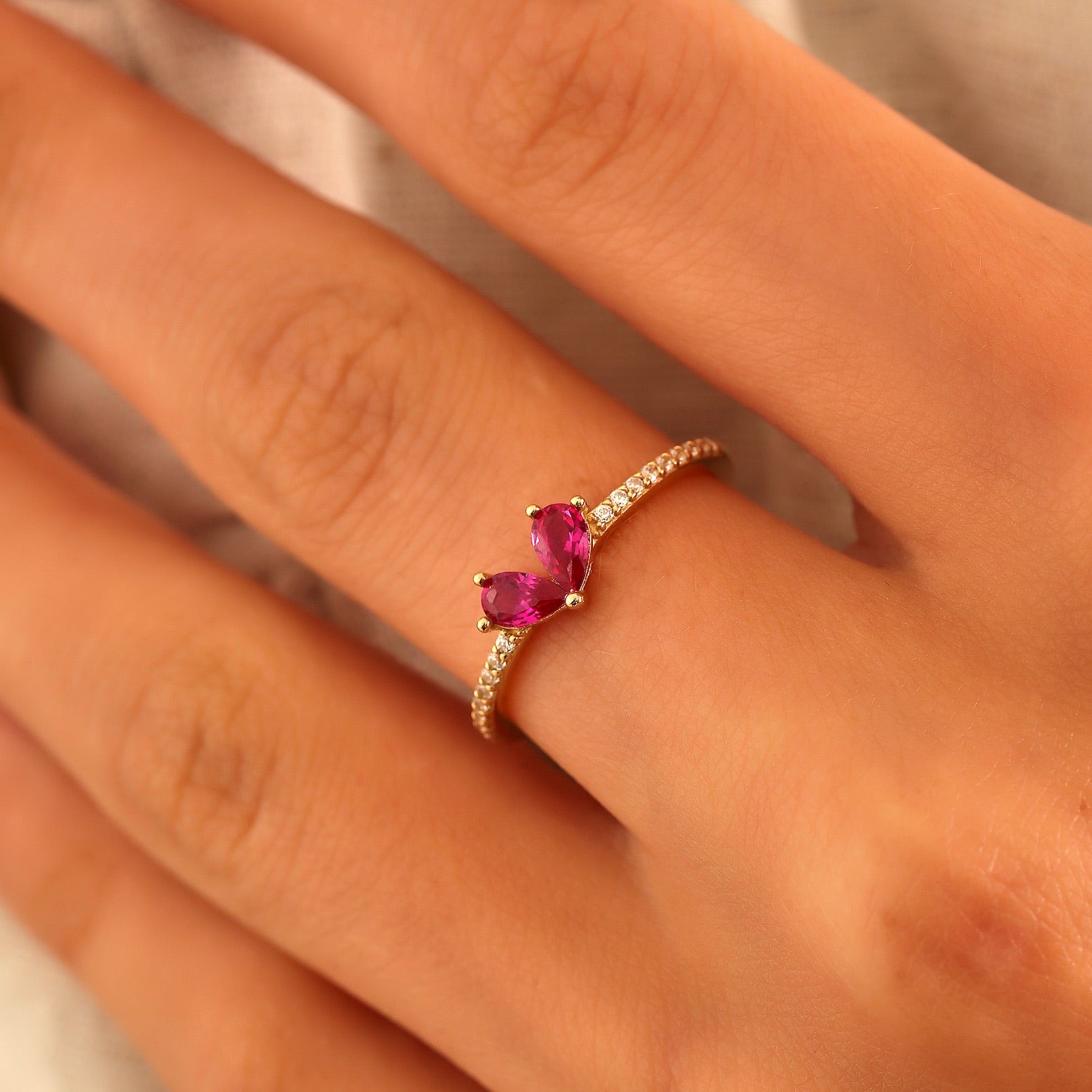 Sweet Kiss Ruby Heart Ring