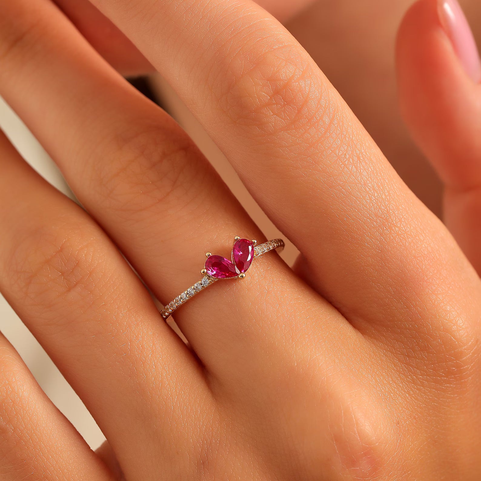 Sweet Kiss Ruby Heart Ring