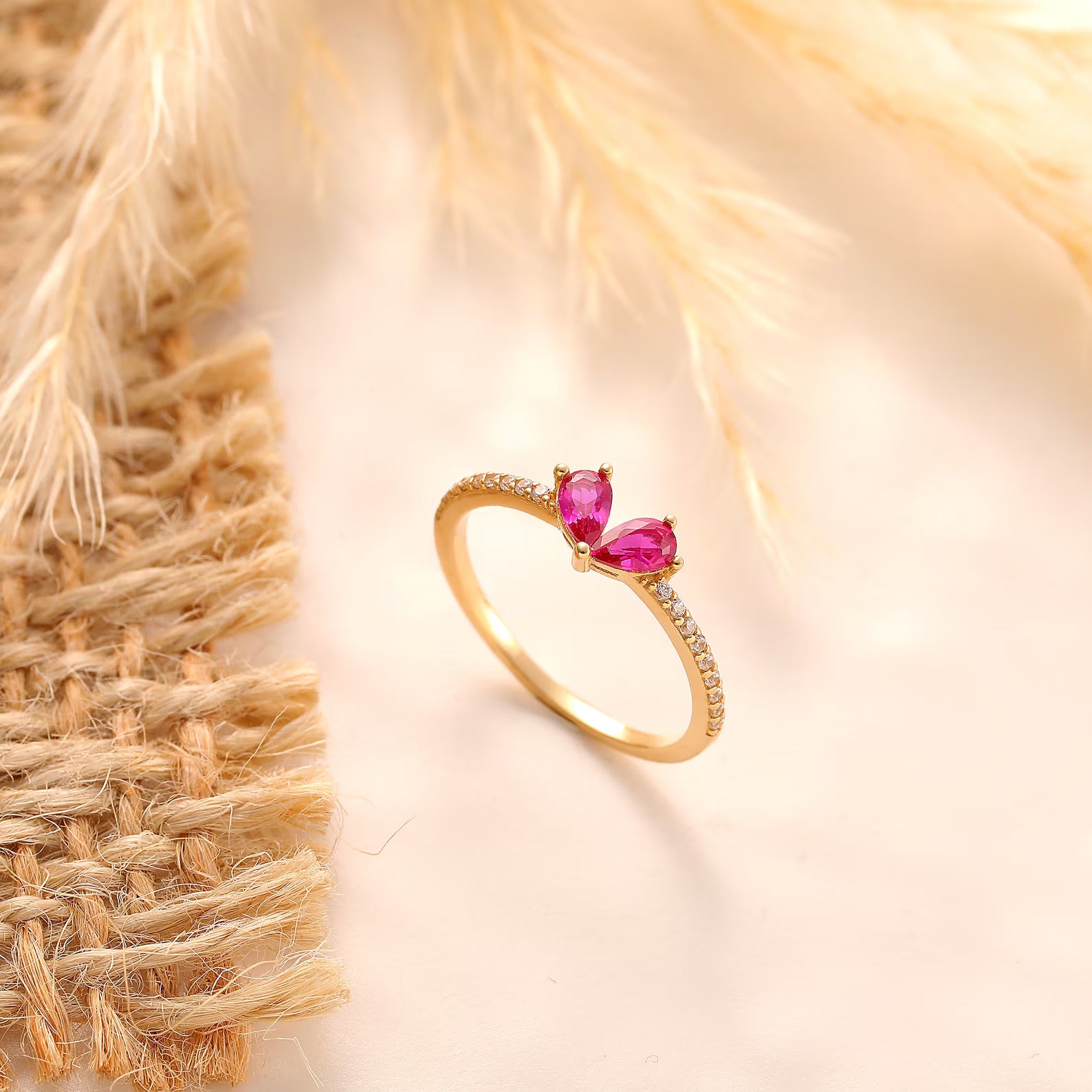 Sweet Kiss Ruby Heart Ring