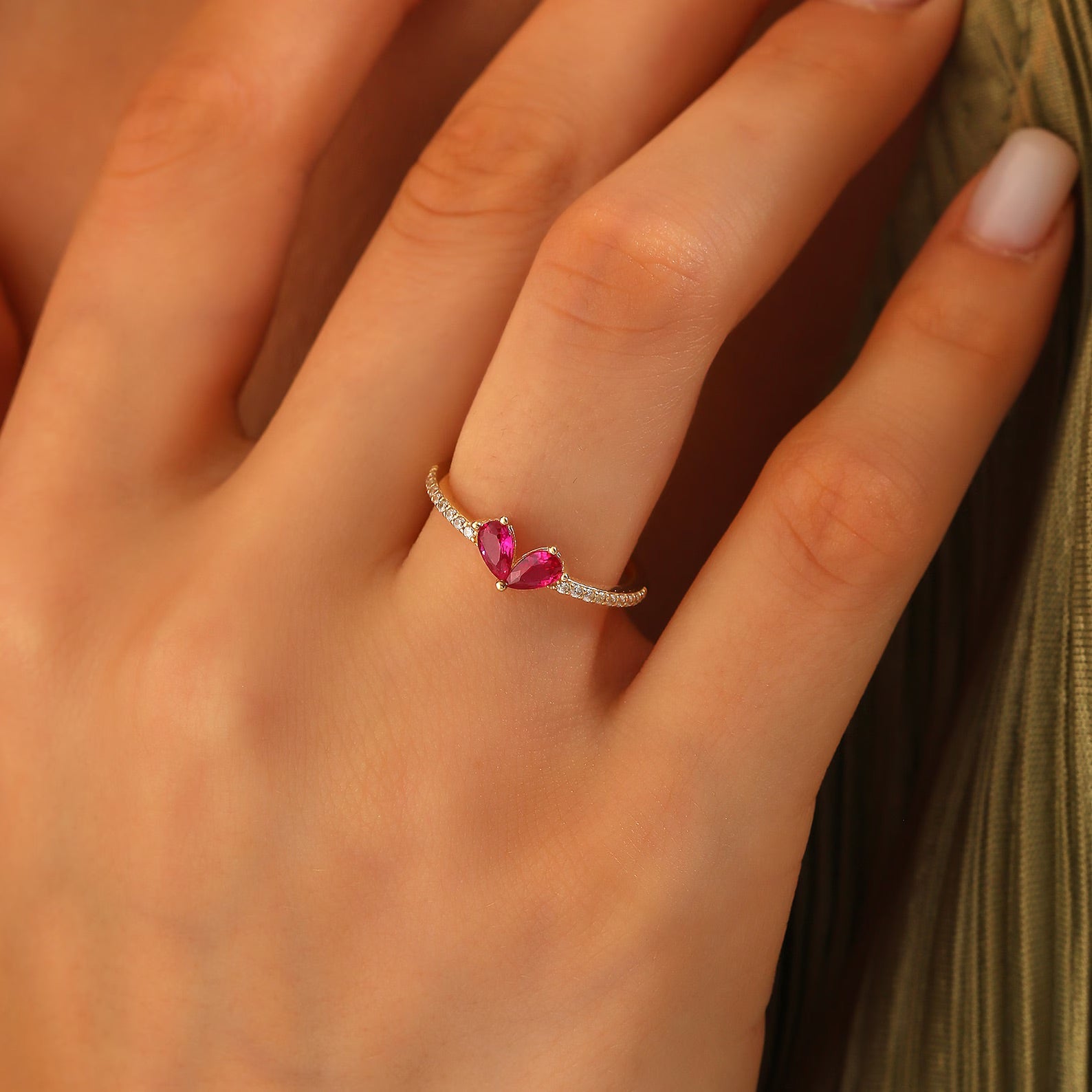 Sweet Kiss Ruby Heart Ring