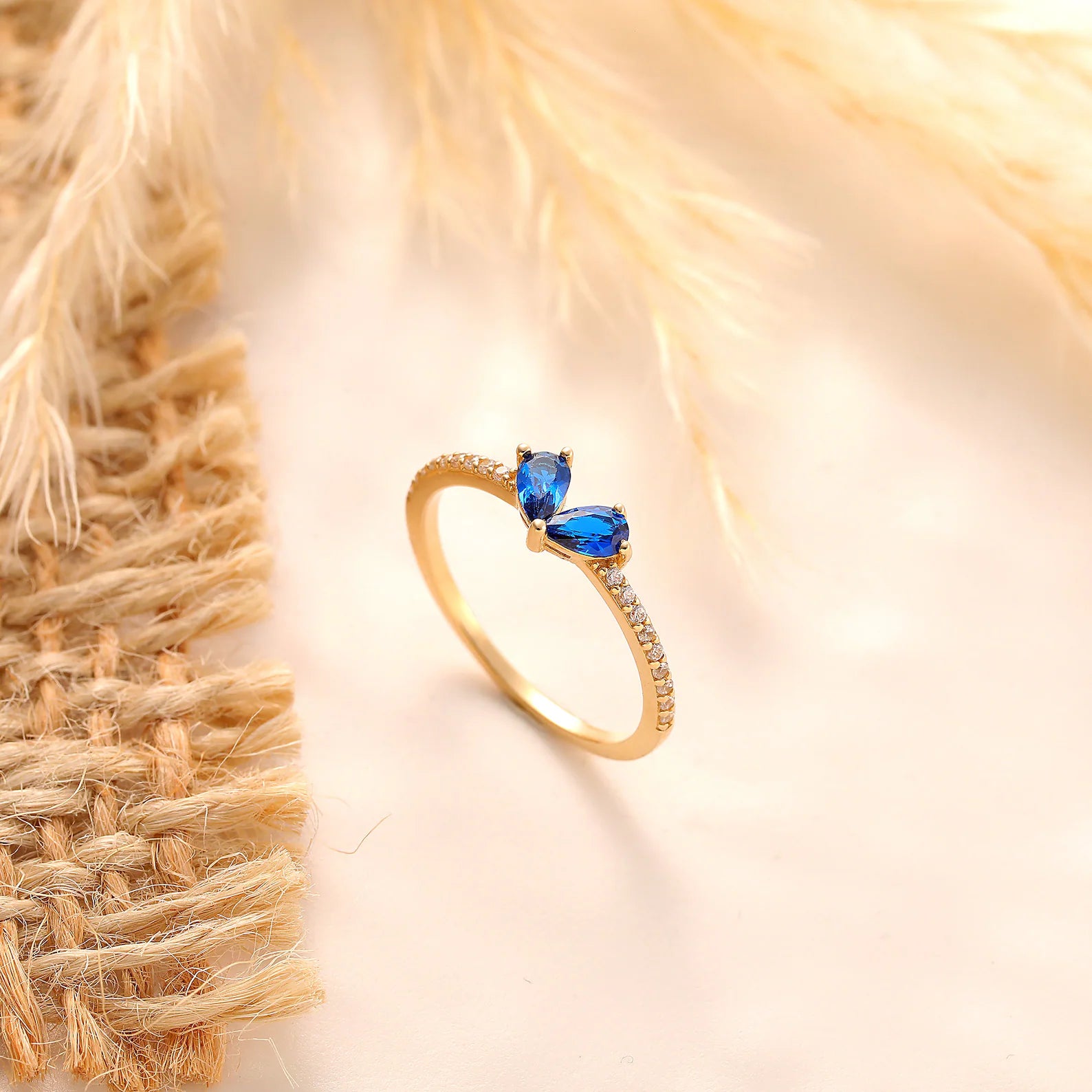 Sweet Kiss Sapphire Heart Ring