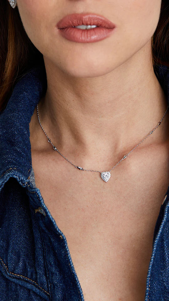 Sweetheart Zircon Silver Necklace