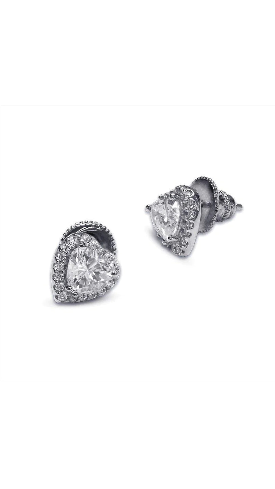 Sweetheart Silver Zircon Earrings - ARTSY SILVER