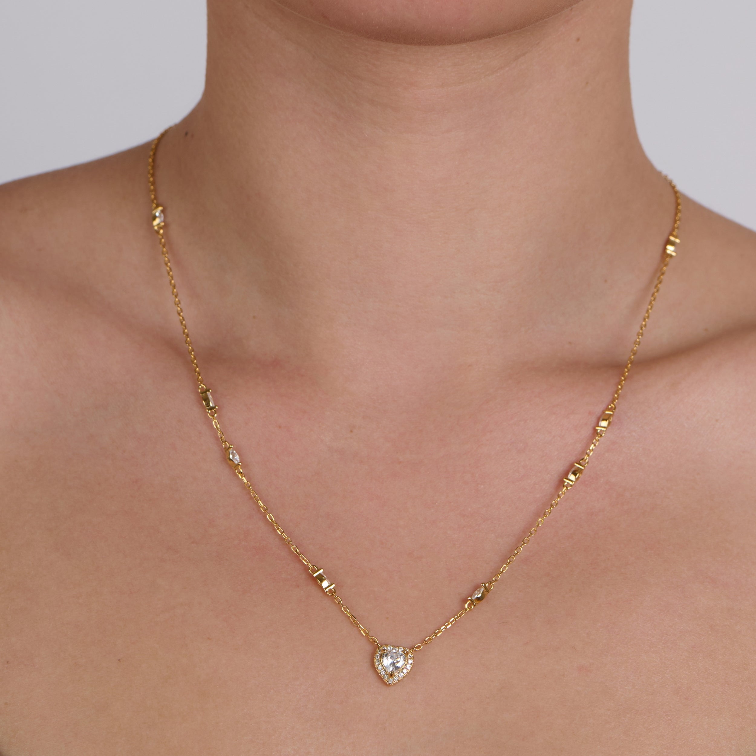 Sweetheart zircon Gold Plating Necklace