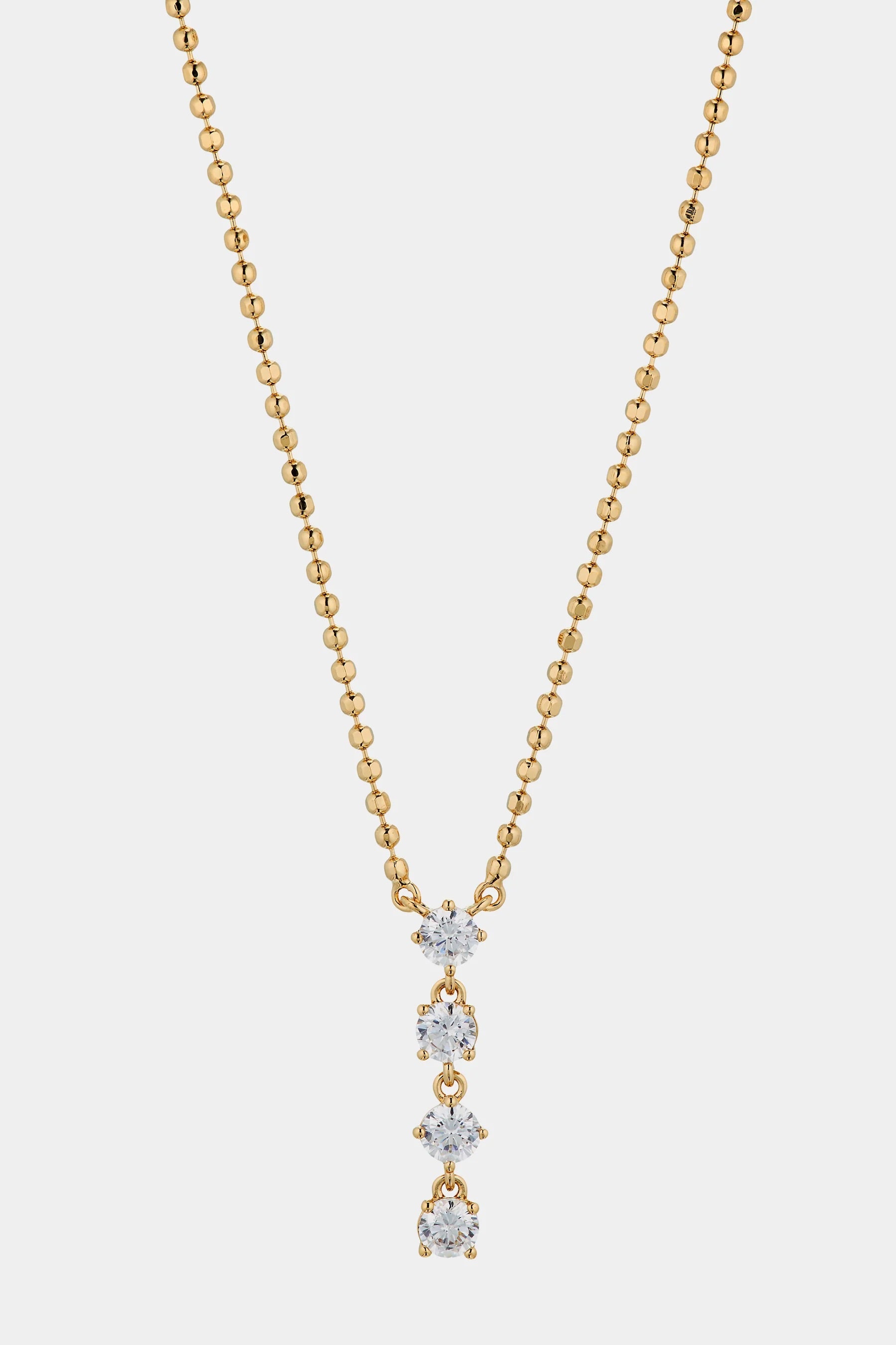 4 Stones Zircon Drop Y Necklace