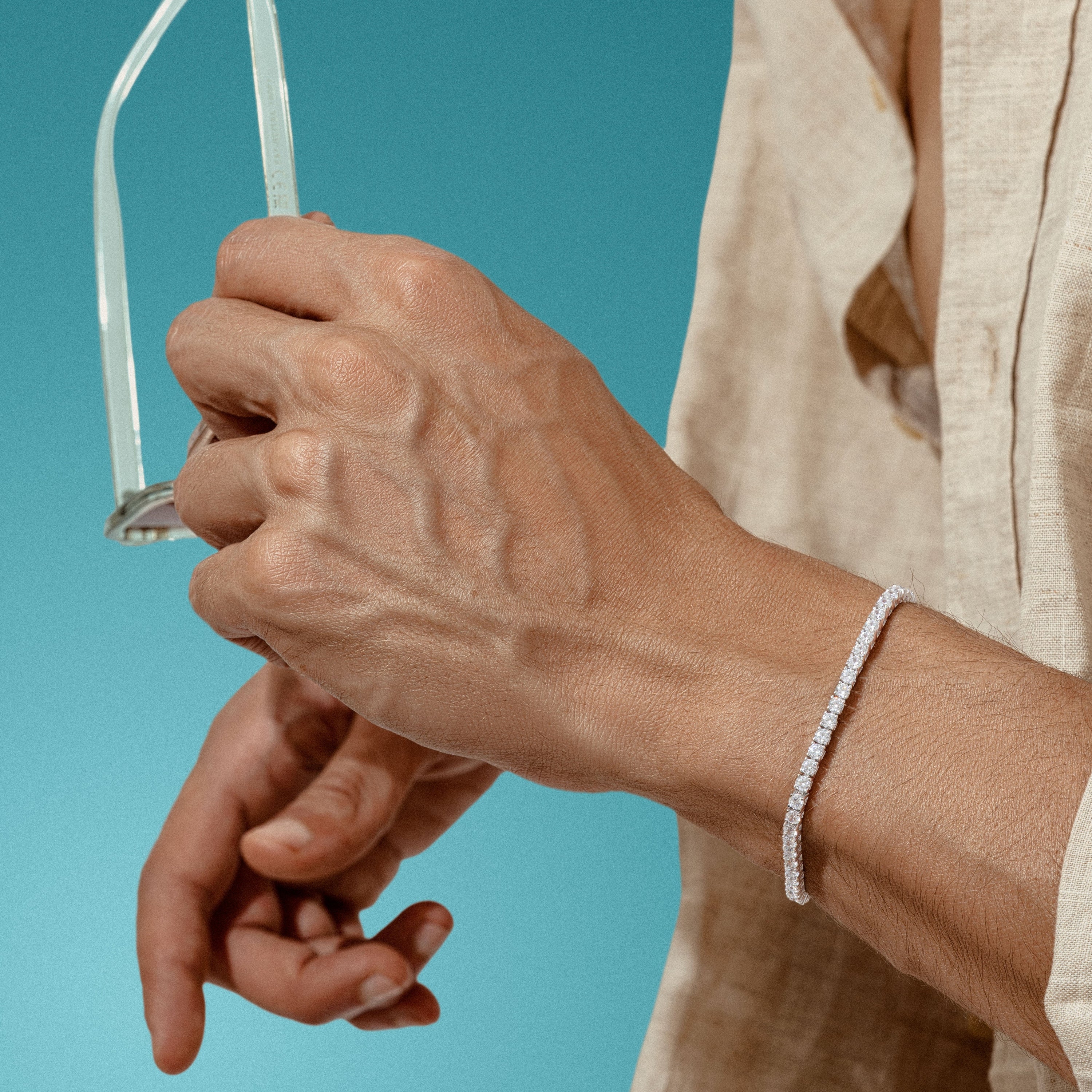 3mm Men Tennis Bracelet - ARTSY SILVER