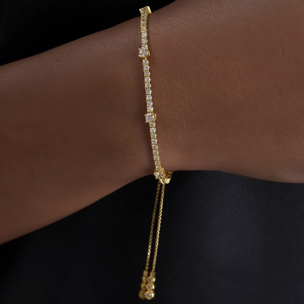 Tennis Multi Stone Bracelet Gold Plated