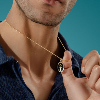 The Key Of Life Medallion Men Necklace - ARTSY SILVER