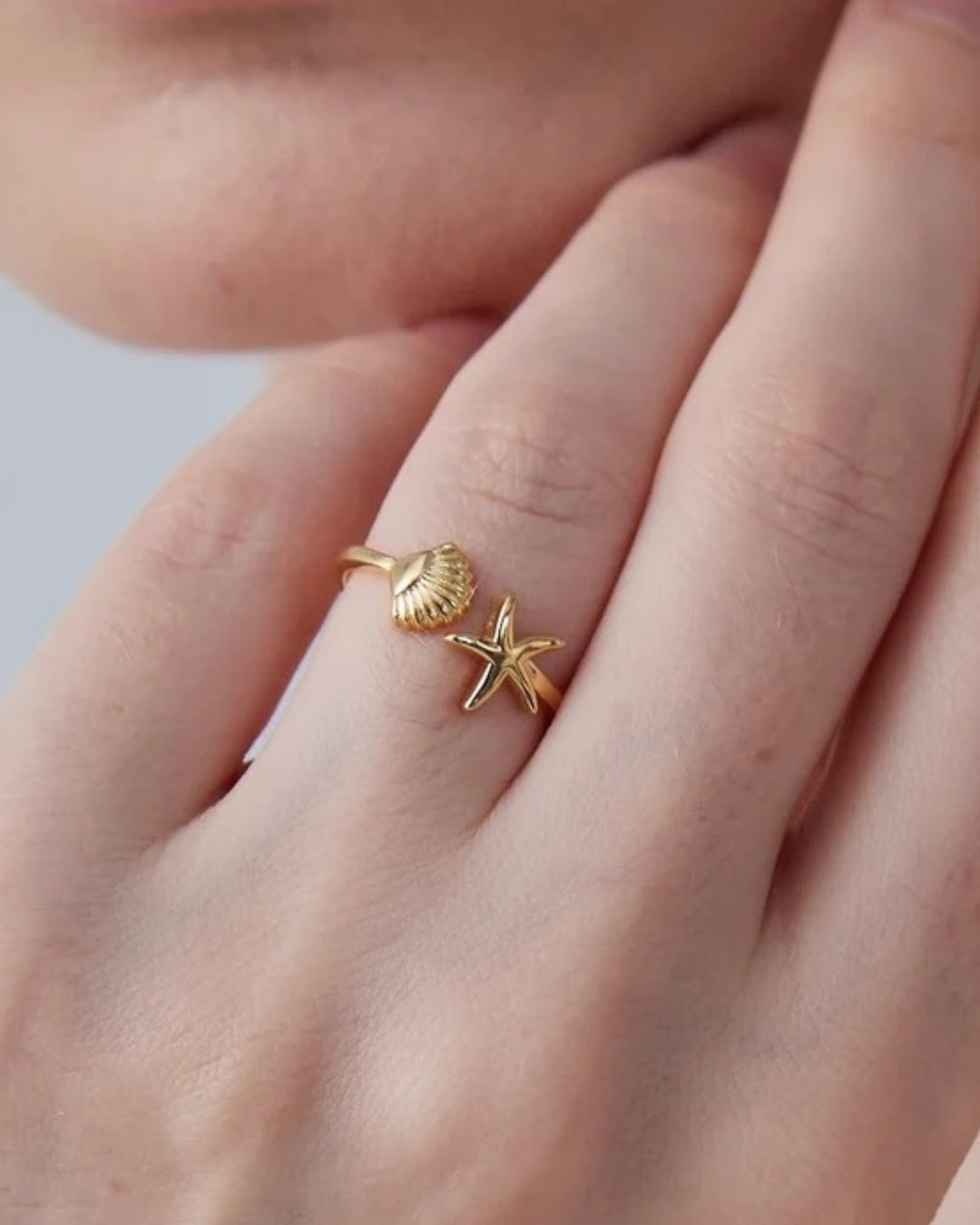 Woman's Star Ring Gold Plated - ARTSY SILVER 