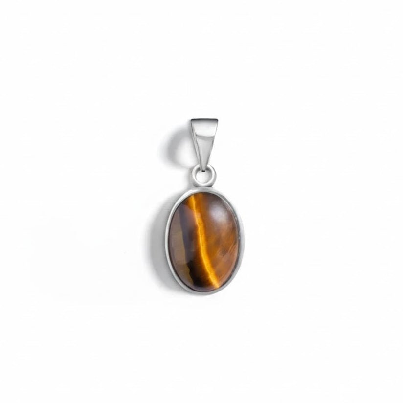 Tiger Eye Oval cut Pendant - ARTSY SILVER