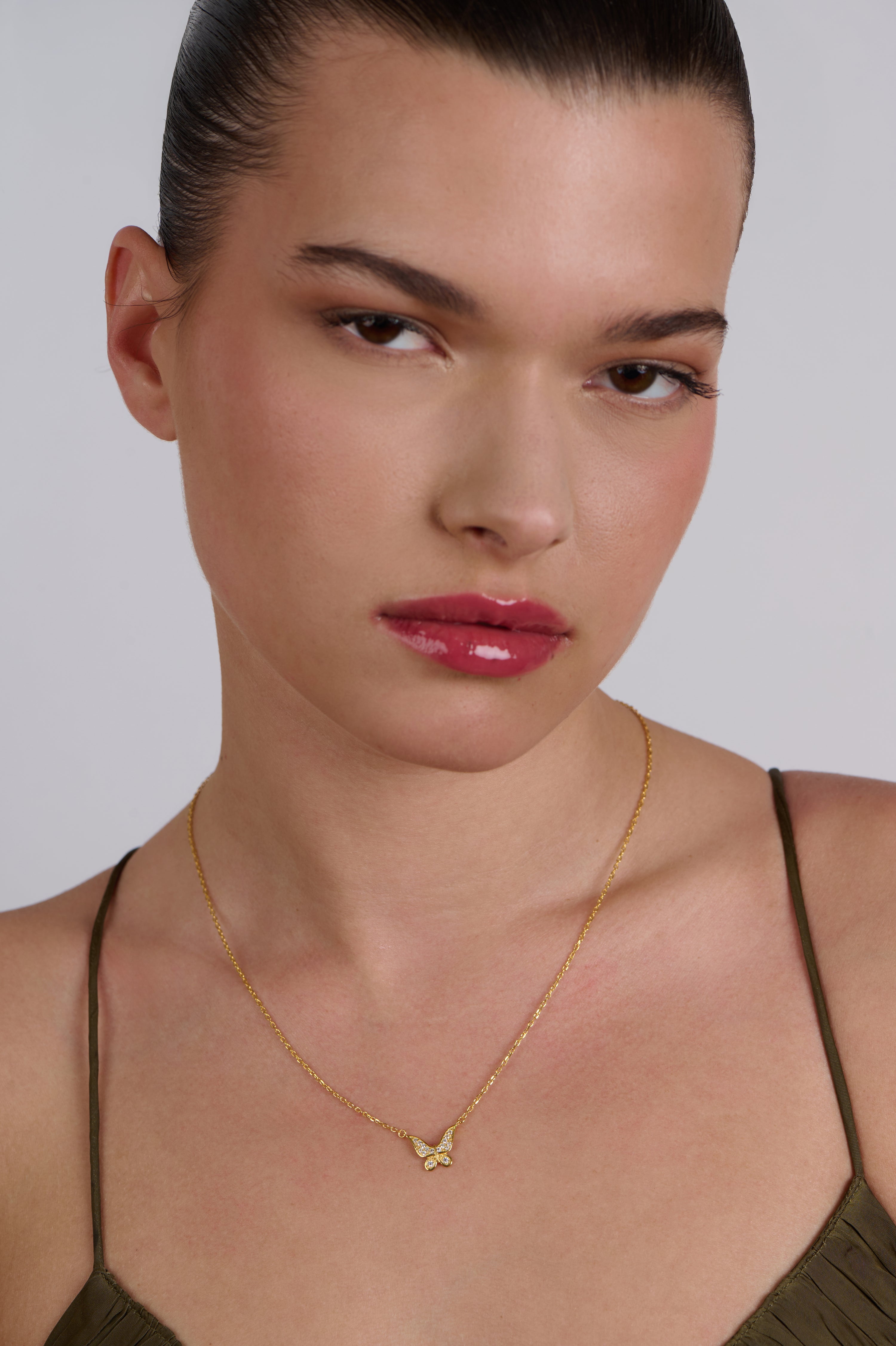 Tiny Fairy Butterfly Zircon Necklace
