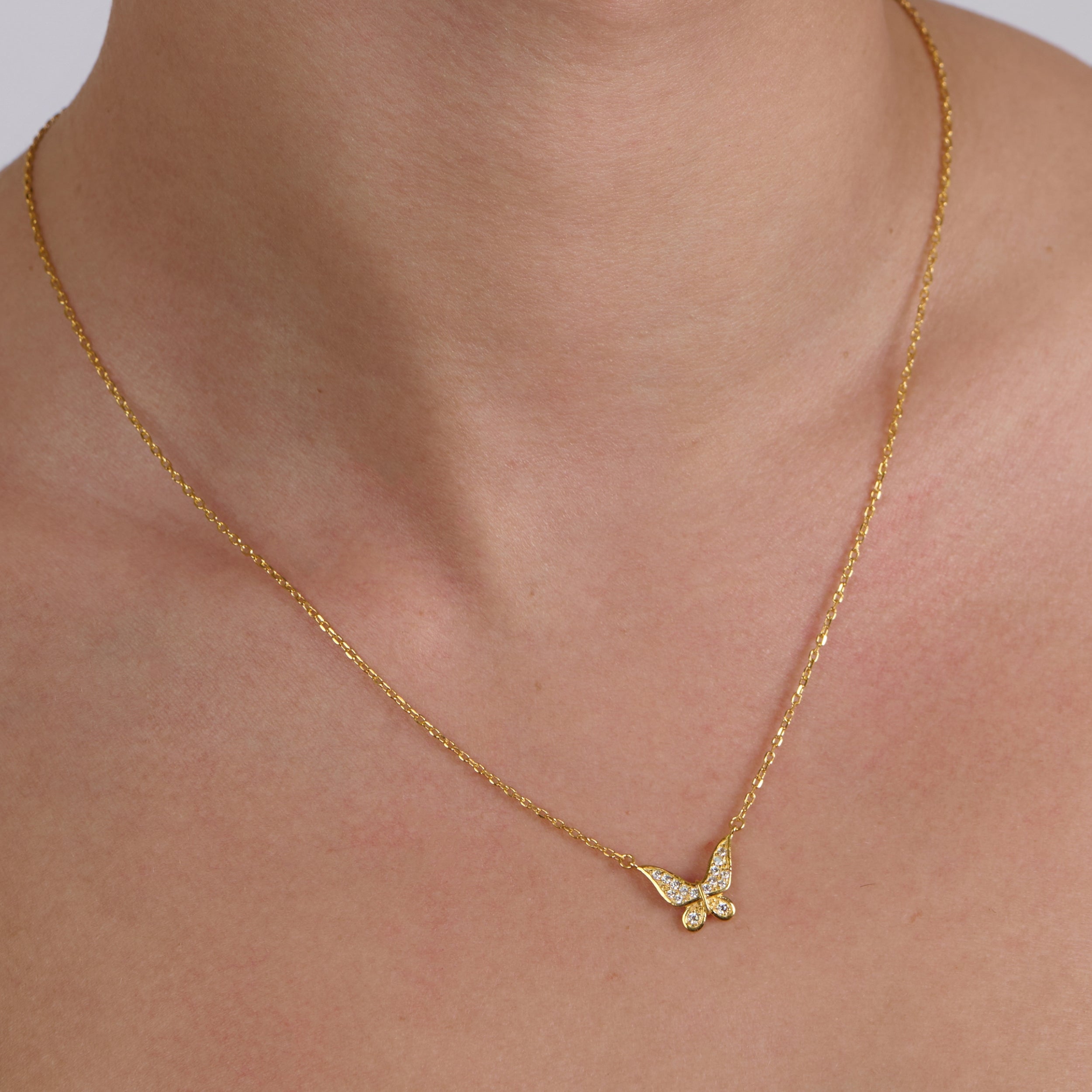 Tiny Fairy Butterfly Zircon Necklace
