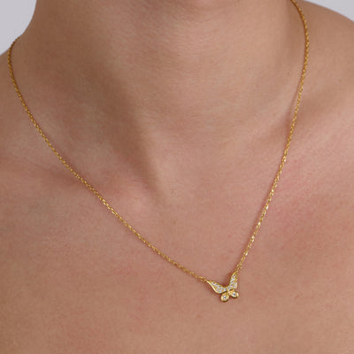 Tiny Fairy Butterfly Zircon Necklace
