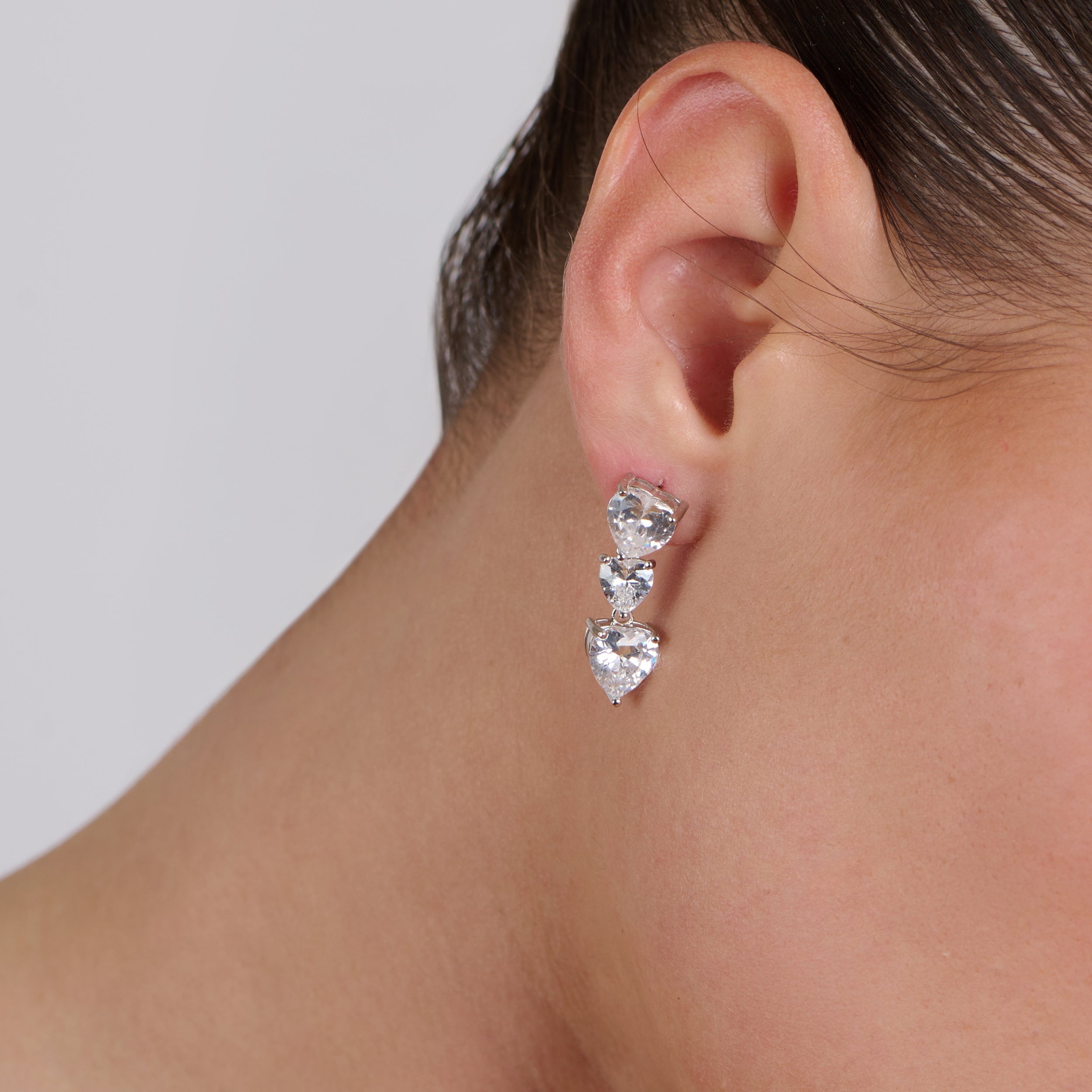 Tri Hearts Drop Earrings