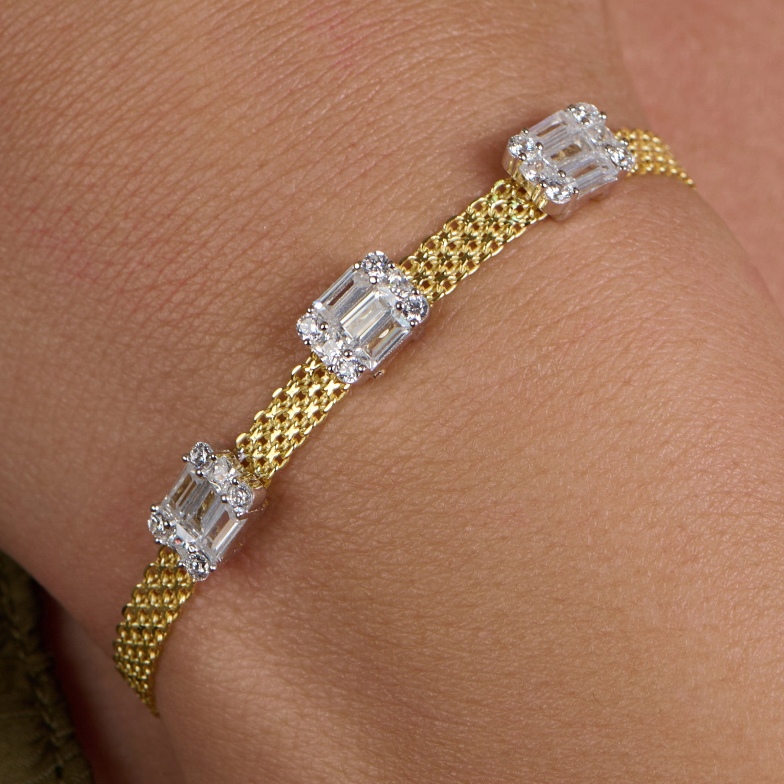 Triple Emerald Cut Bracelet