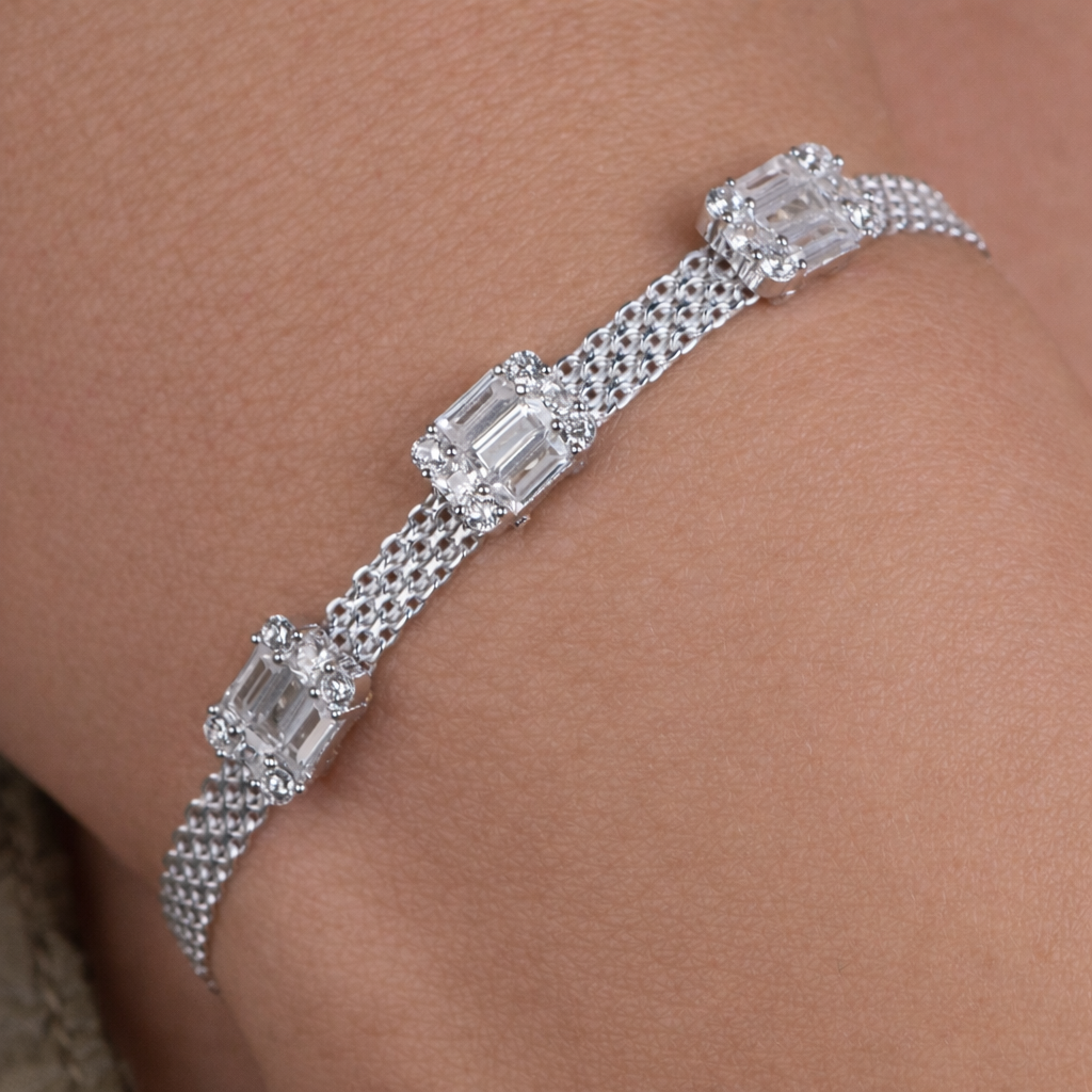 Triple Emerald Cut Bracelet