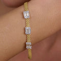 Triple Emerald Cut Bracelet - Woman's -  925 Sterling Silver I ARTSY SILVER