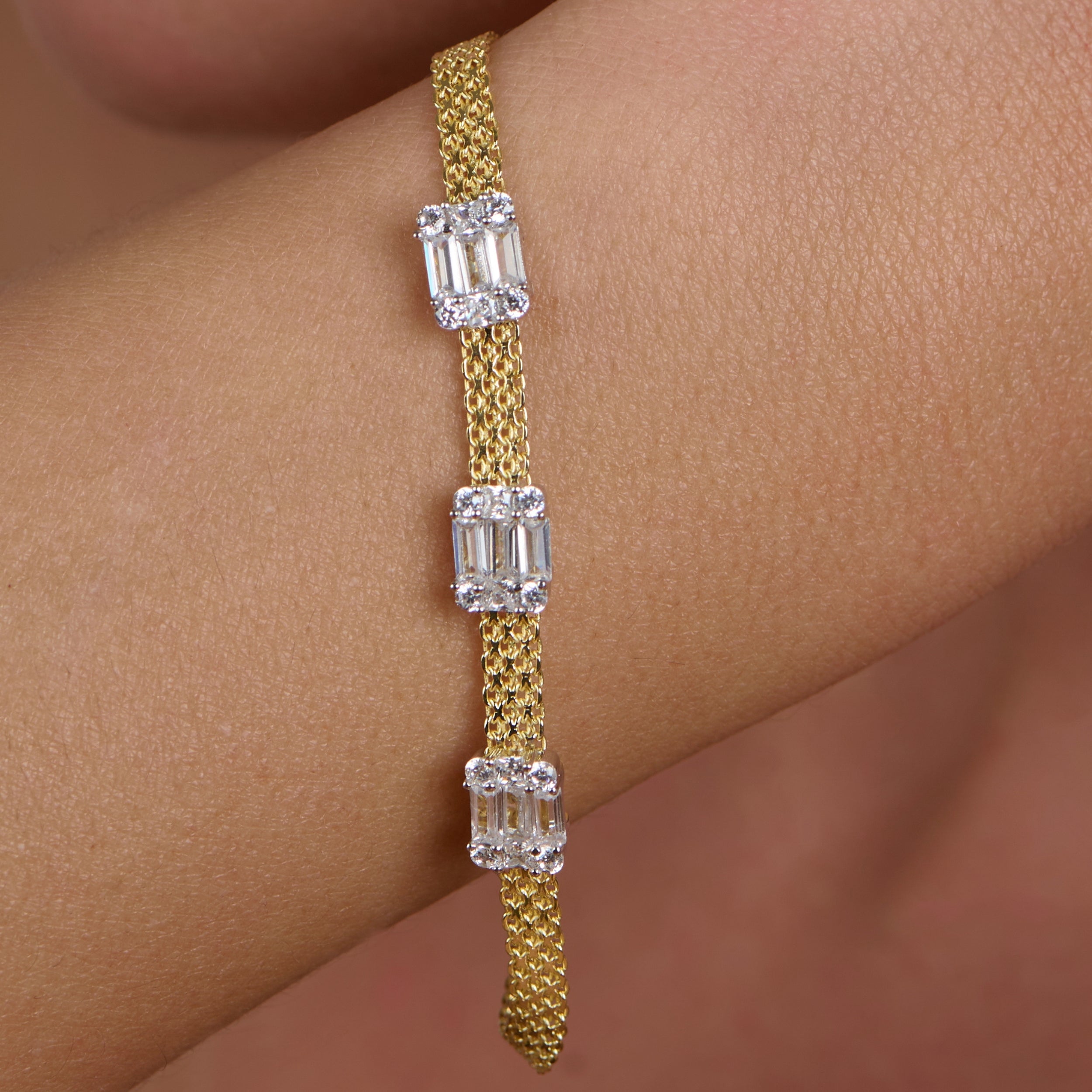 Triple Emerald Cut Bracelet