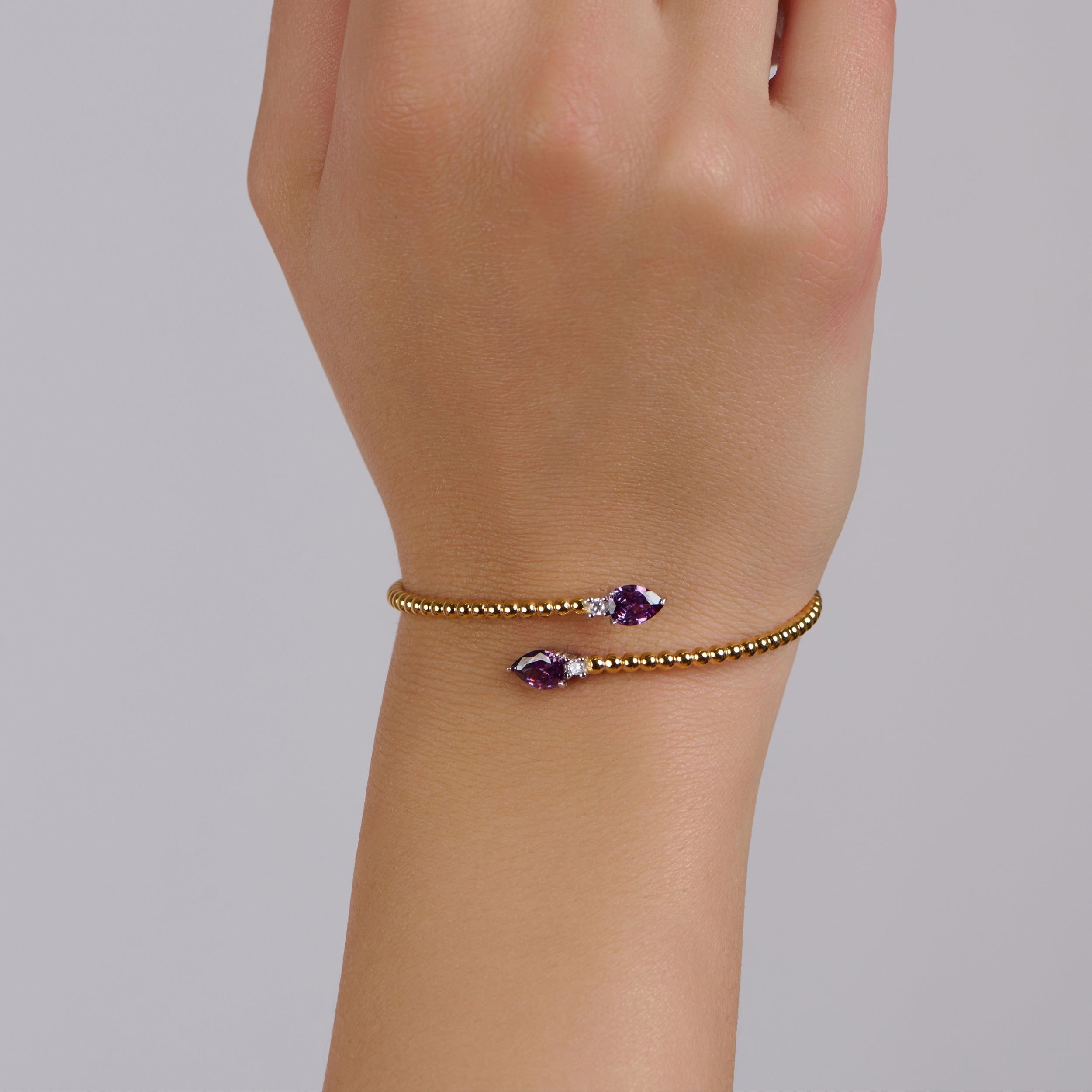 Twin Amethyst Beaded Bangle