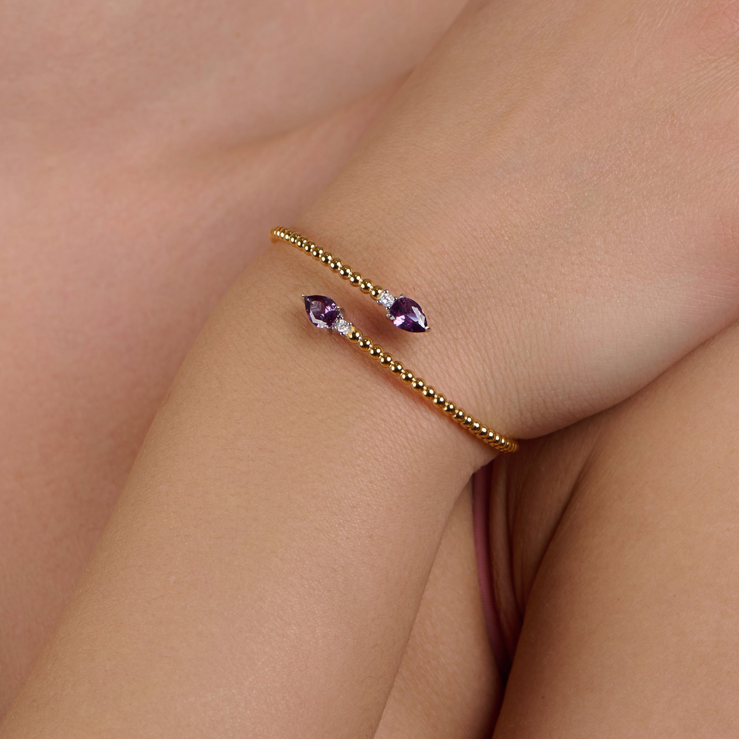 Twin Amethyst Beaded Bangle