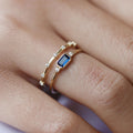 Woman's Silver with 18k Gold Plating Ring Blue Stunning Sapphire I ARTSY SILVER
