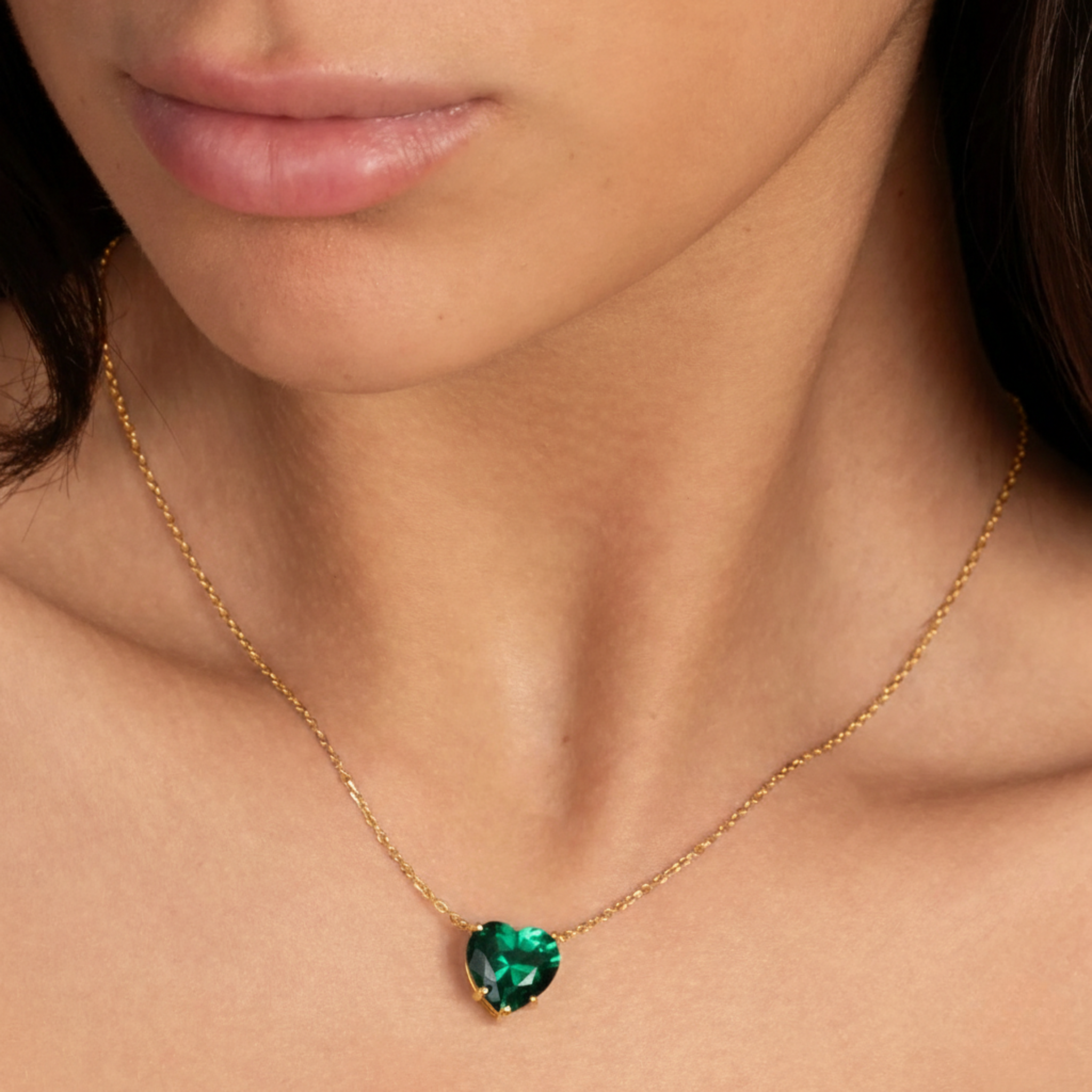 Adore You Gold Plated Emerald Heart Necklace