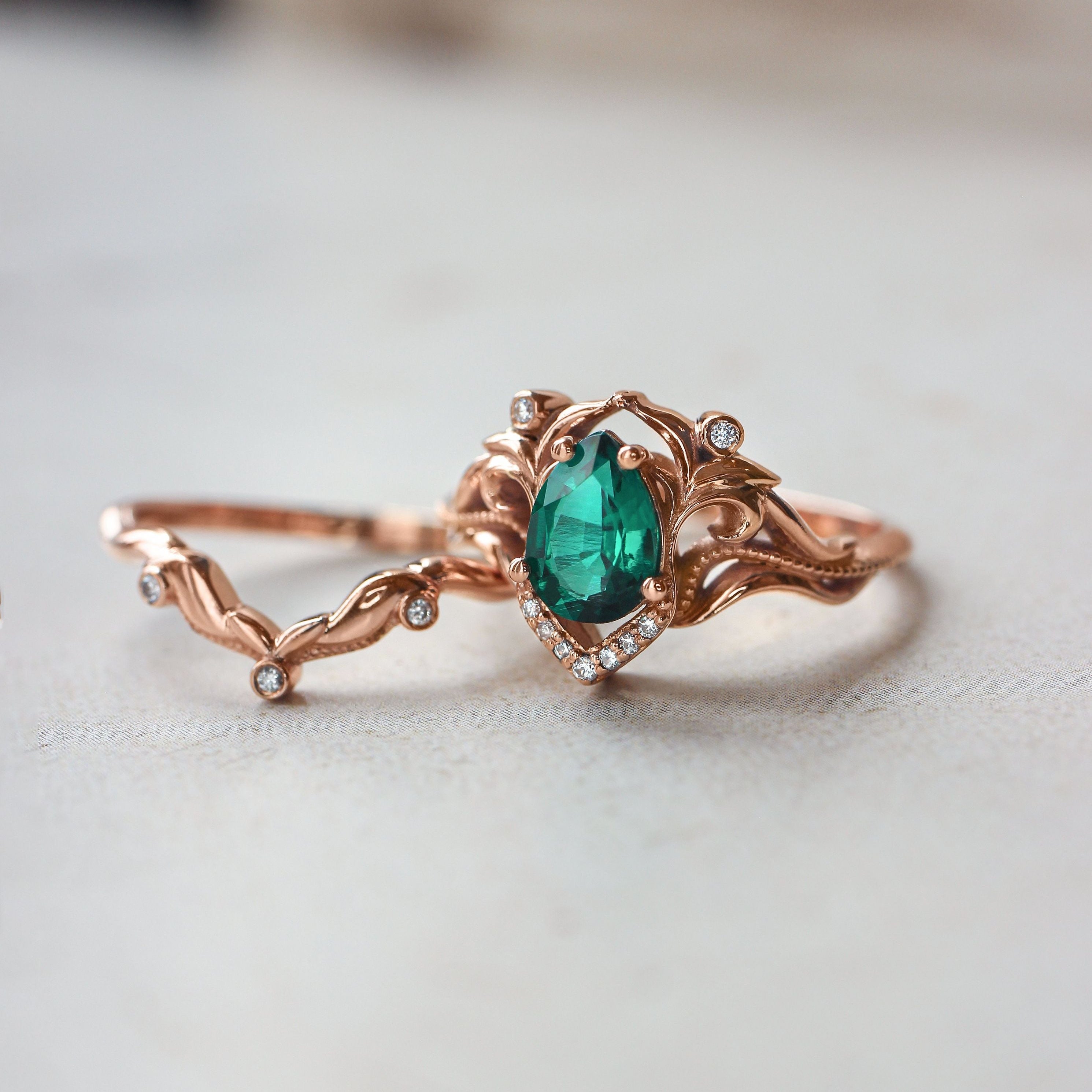 Valyrian Emerald 2 Set Ring - ARTSY SILVER