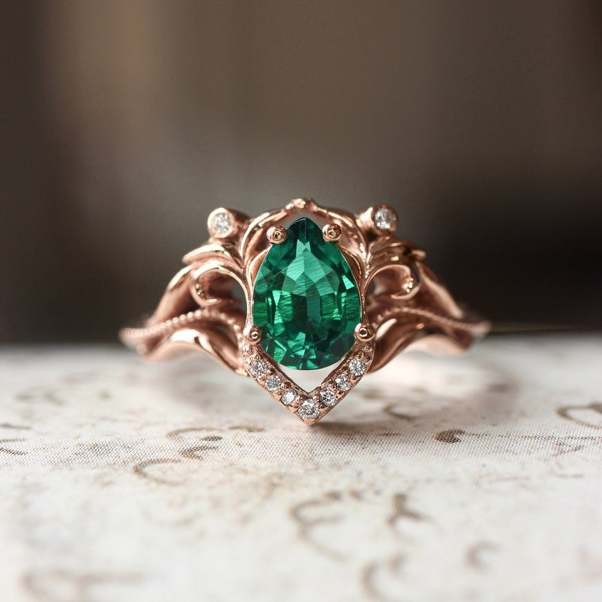 Valyrian Emerald 2 Set Ring - ARTSY SILVER