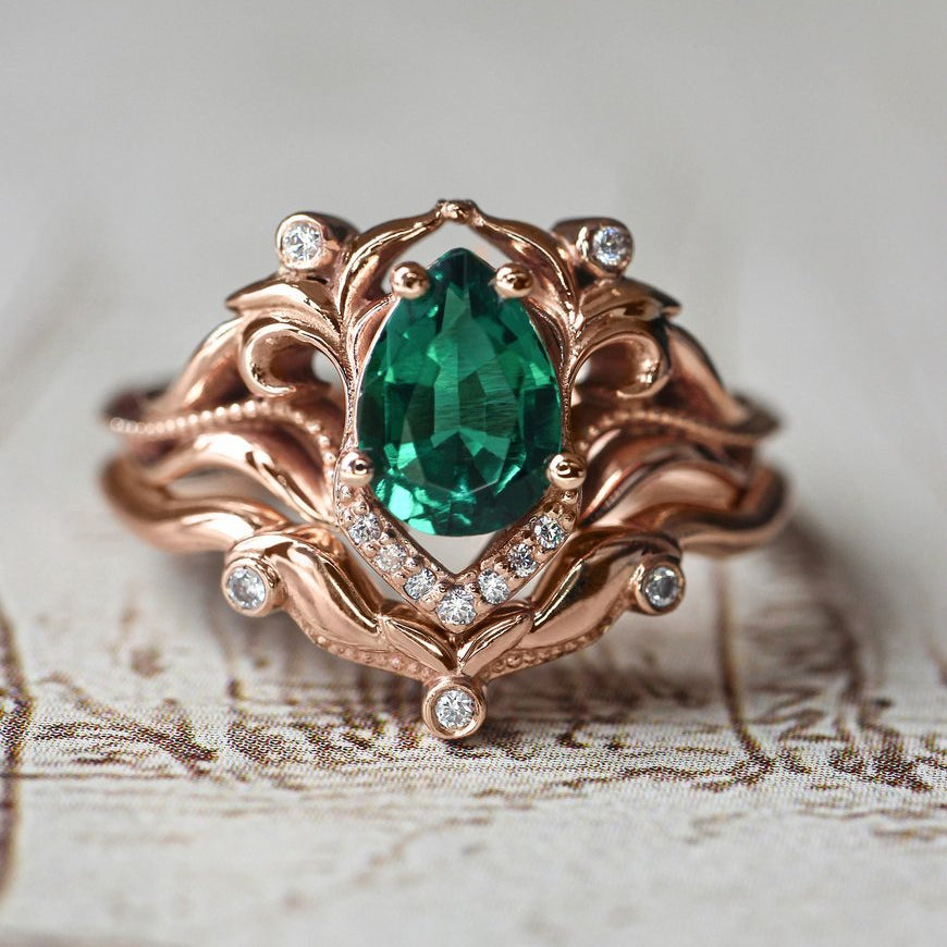 Valyrian Emerald 2 Set Ring - ARTSY SILVER
