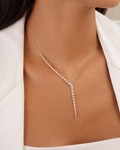 Necklace Silver with 18K Gold Plating woman's White Zircon I ARTSY SILVER