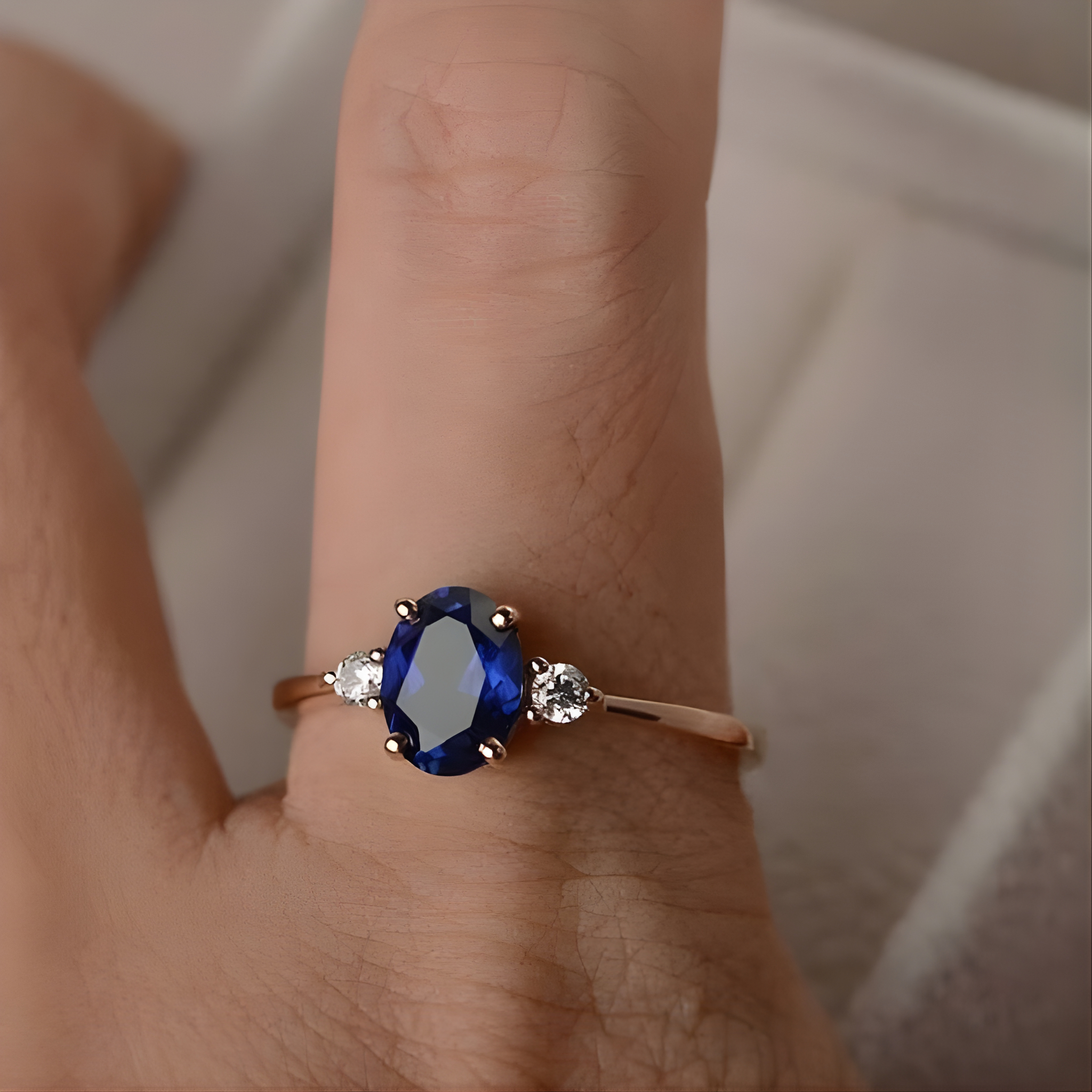 Vintage Promise Blue Sapphire Ring