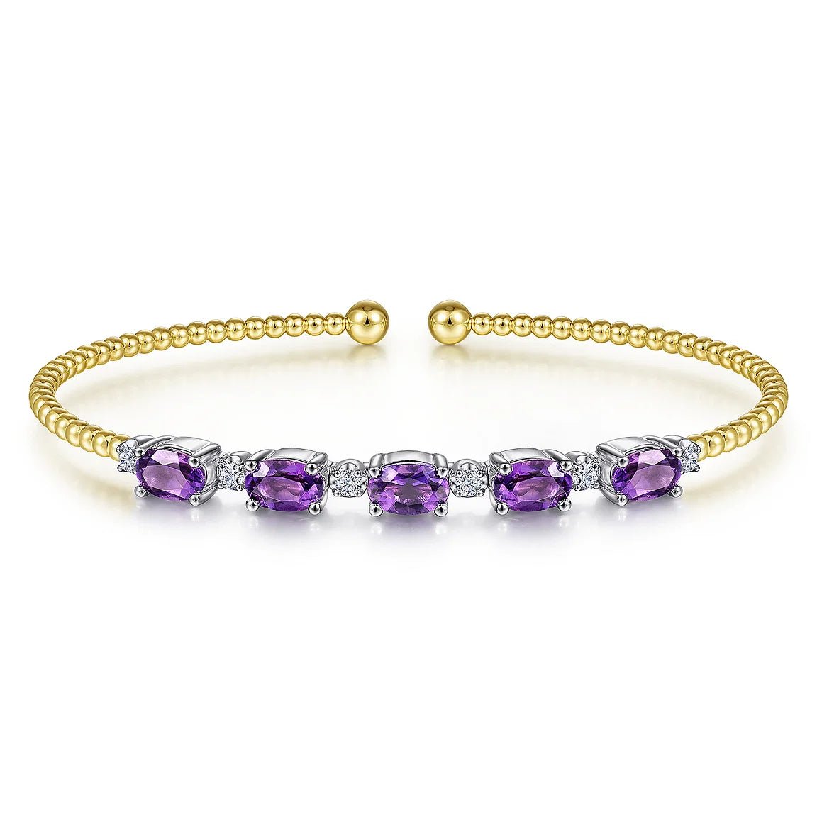 Violet Spark Amethyst Bangle - ARTSY SILVER