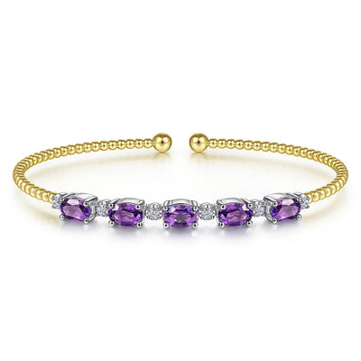 Violet Spark Amethyst Bangle - ARTSY SILVER