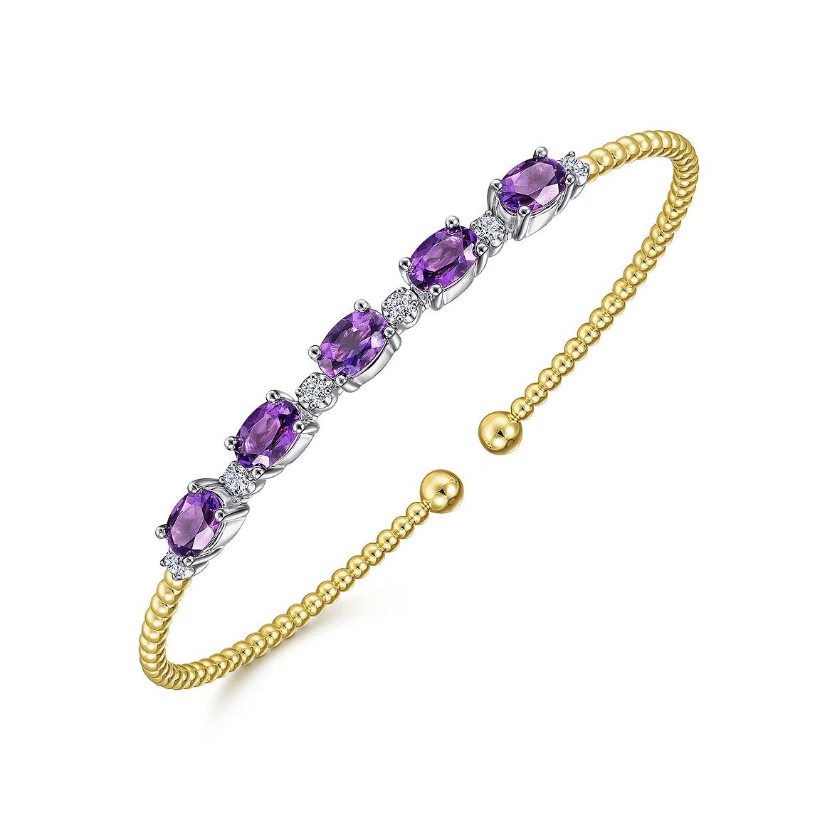 Violet Spark Amethyst Bangle - ARTSY SILVER