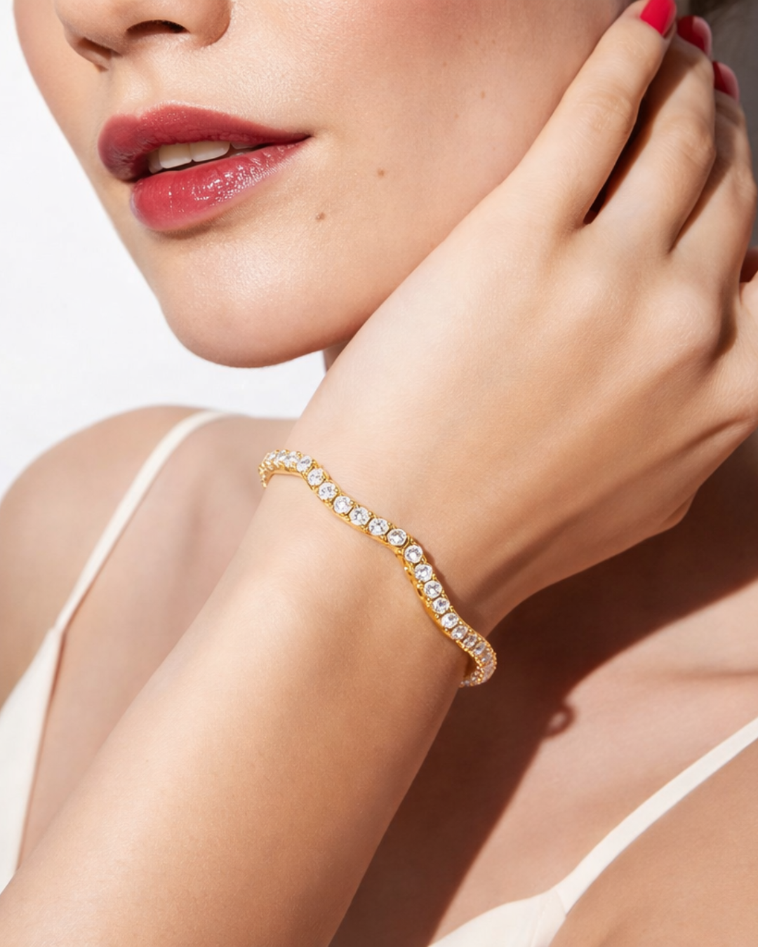 Golden Curve Tennis Bracelet