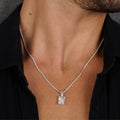 box-chain-and-white-zircon-rectangle-pendant - ARTSY SILVER