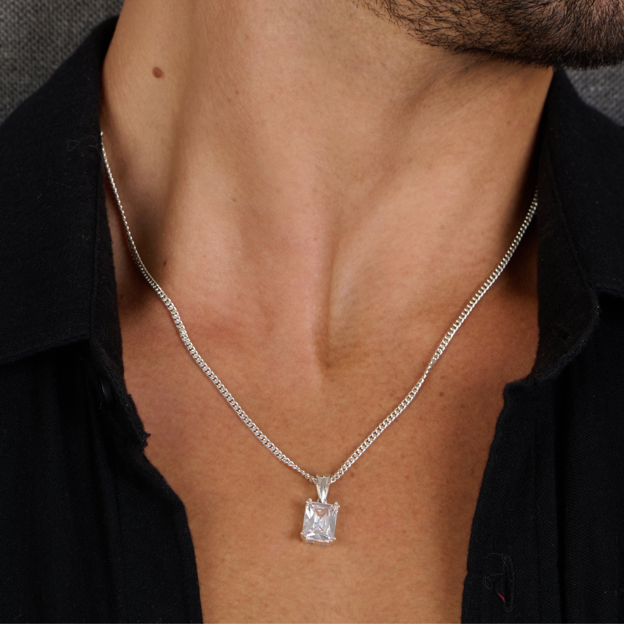 White Ace Rectangle Pendant