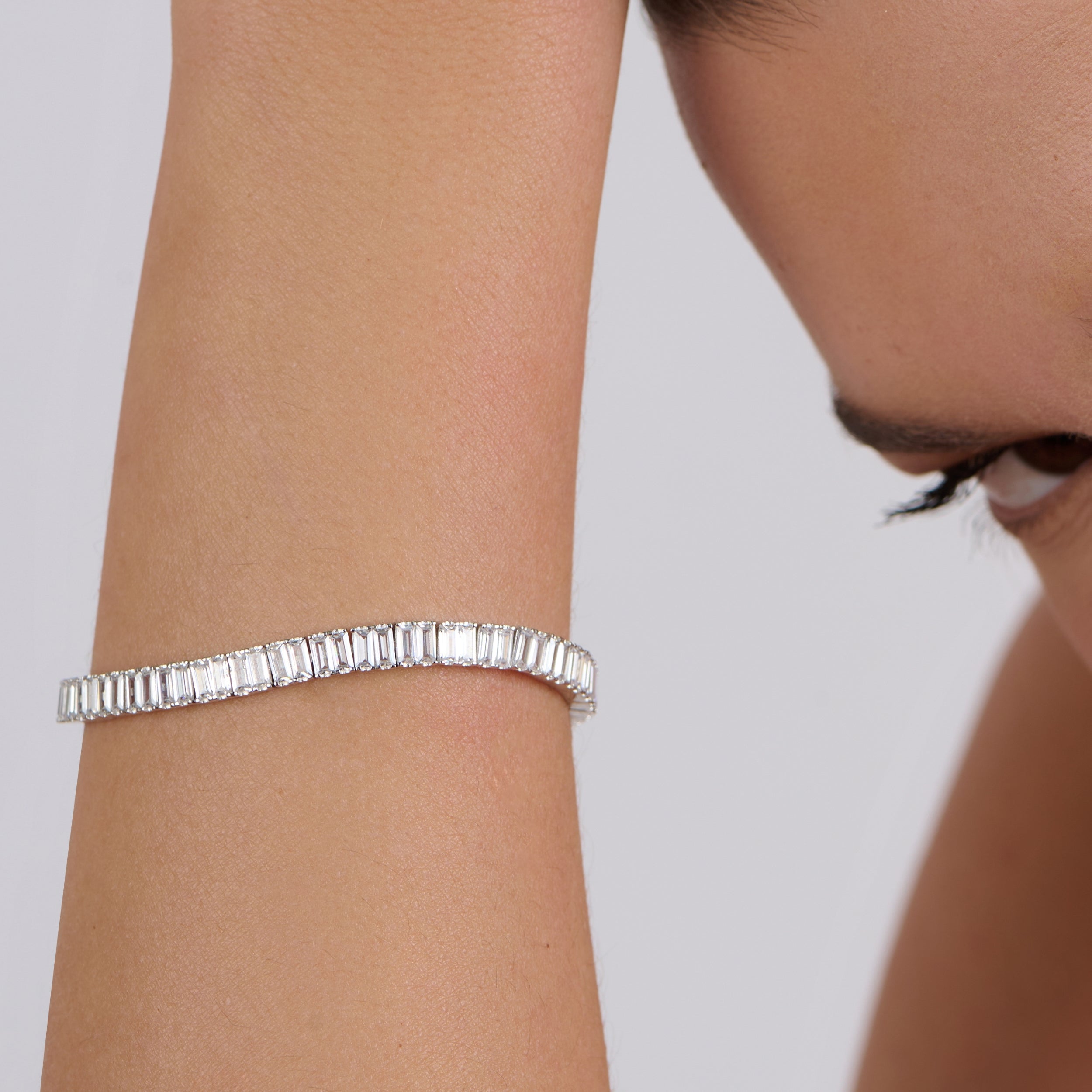 White Baguette Tennis Bracelet