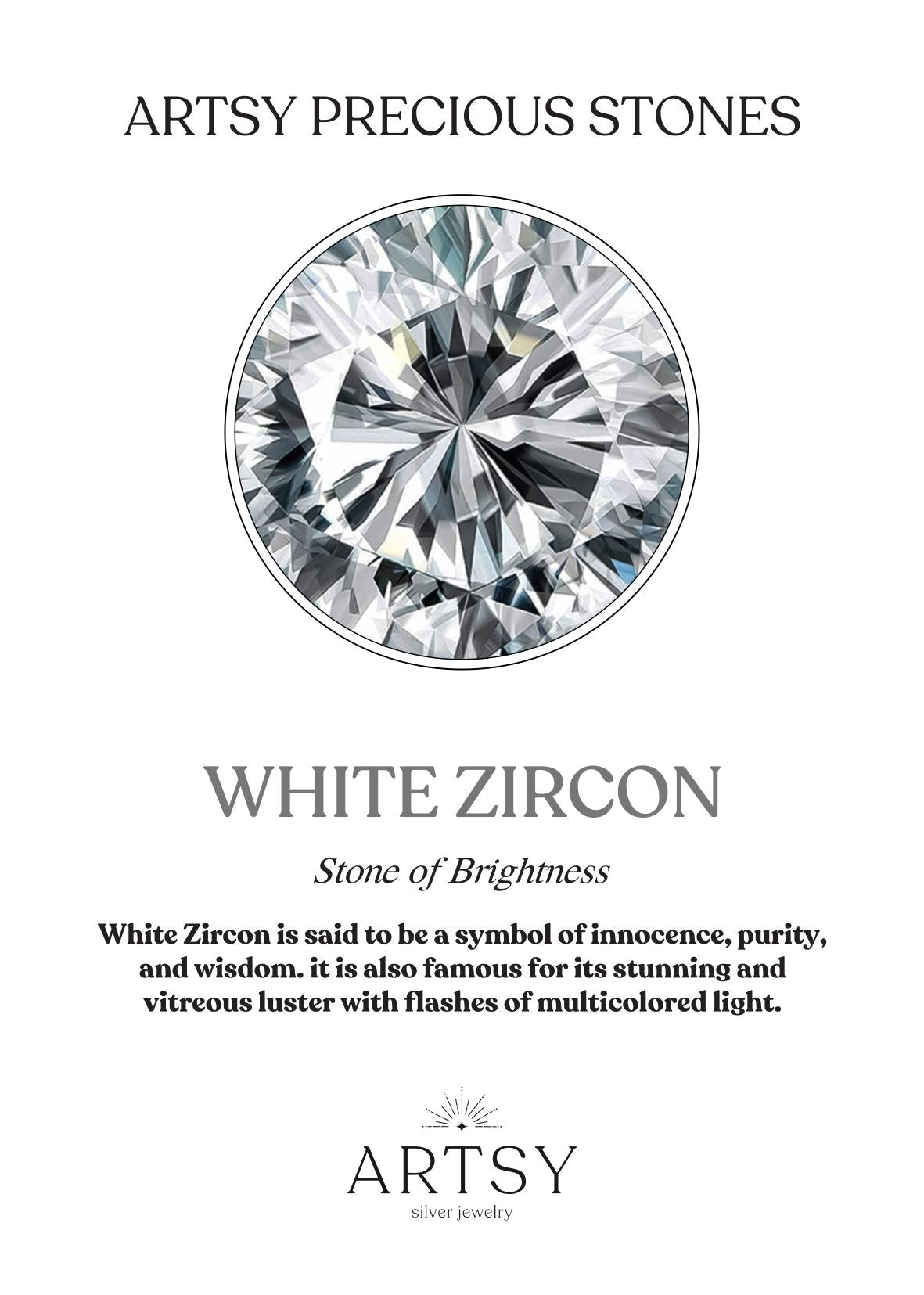 White Zircon  Stone Card  - ARTSY SILVER