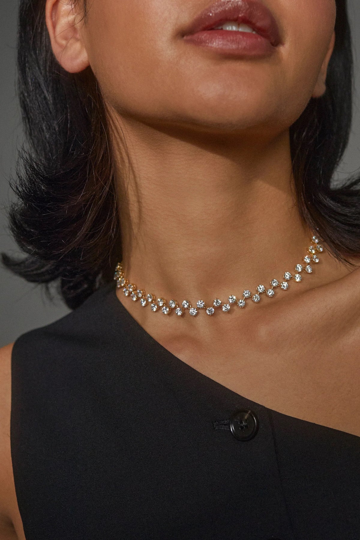 Wavy Adjustable Zircon Choker