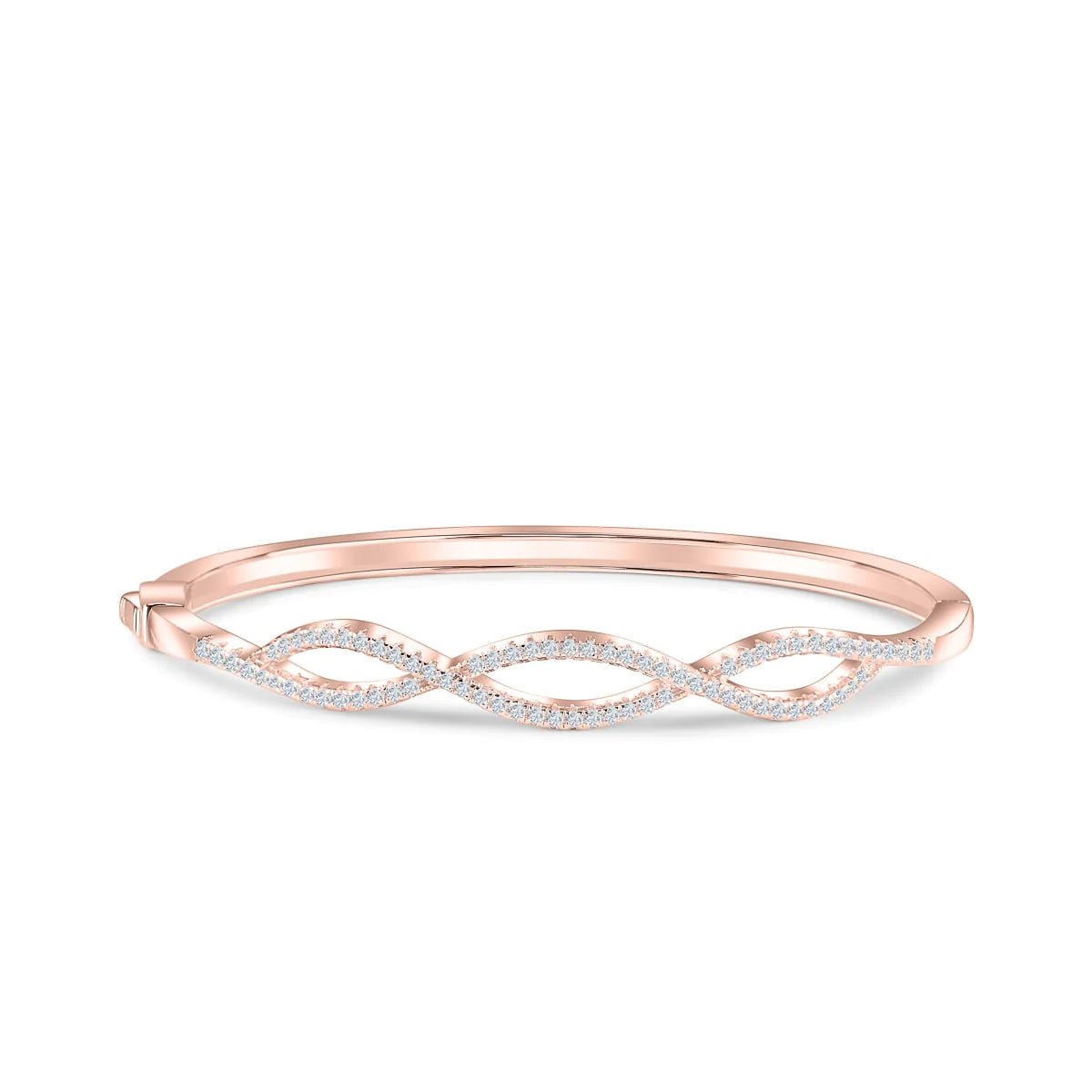 Zircon Stone Interlocking Bangle - ARTSY SILVER