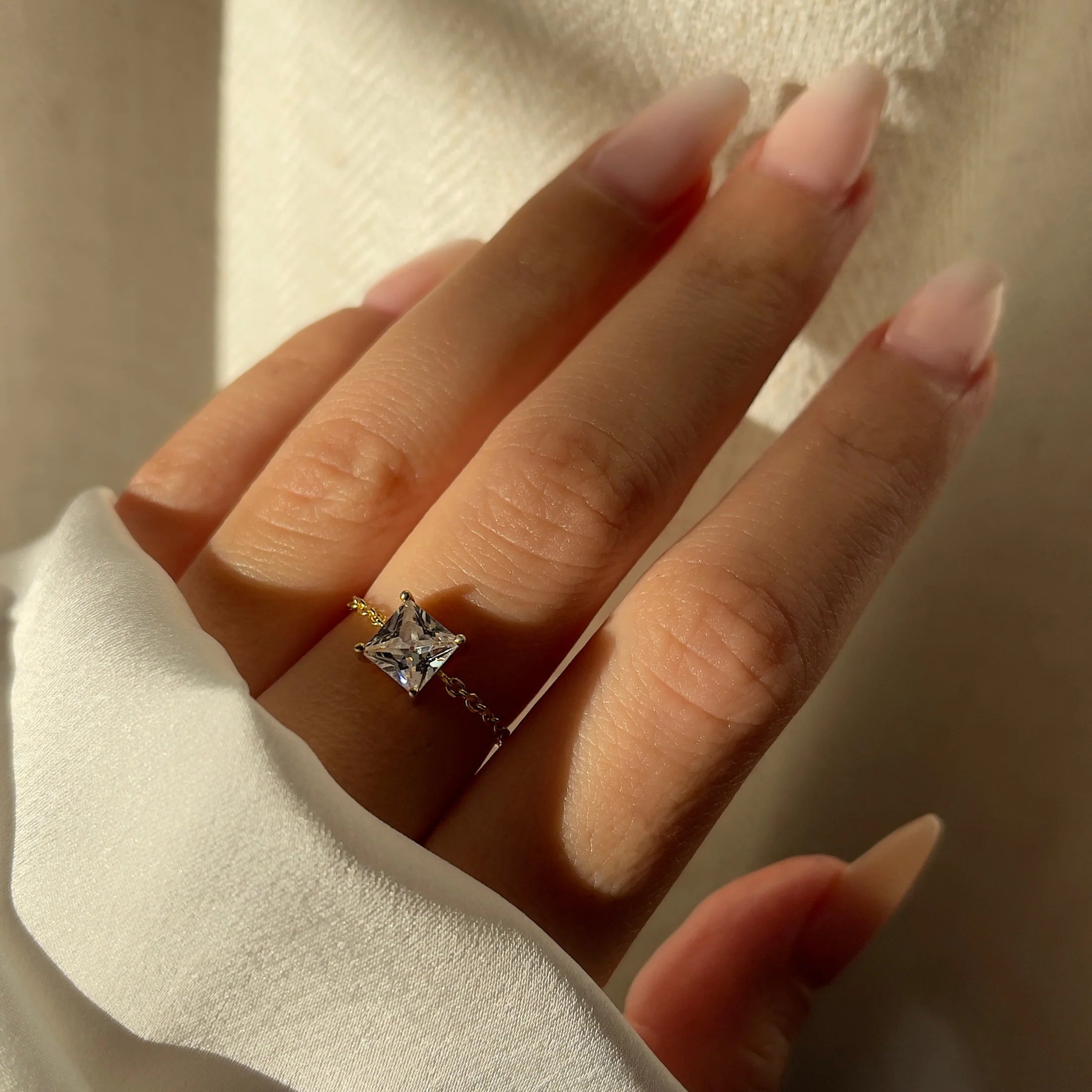 Zircon Stone Self - Love Chain Ring - ARTSY SILVER