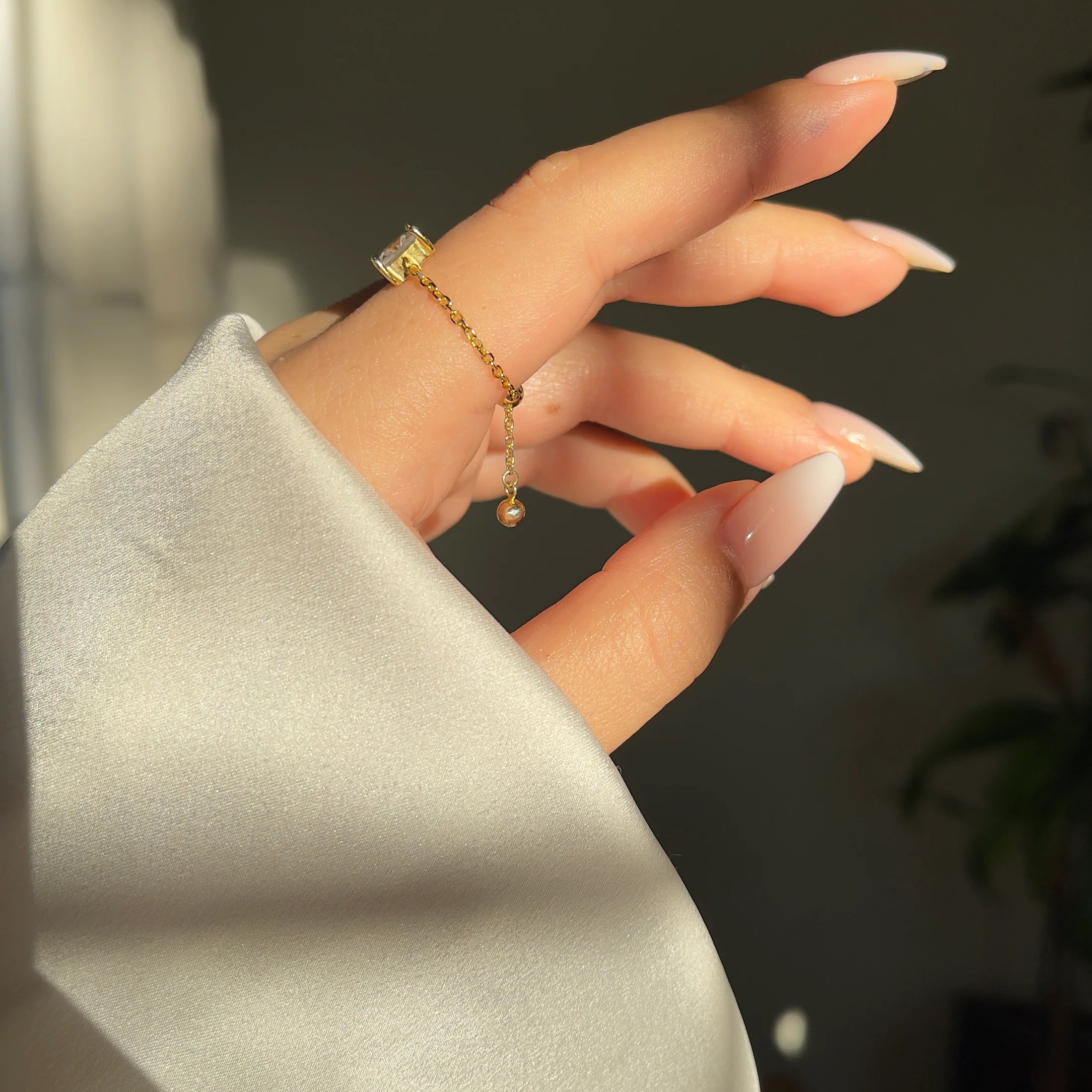 Zircon Stone Self - Love Chain Ring - ARTSY SILVER