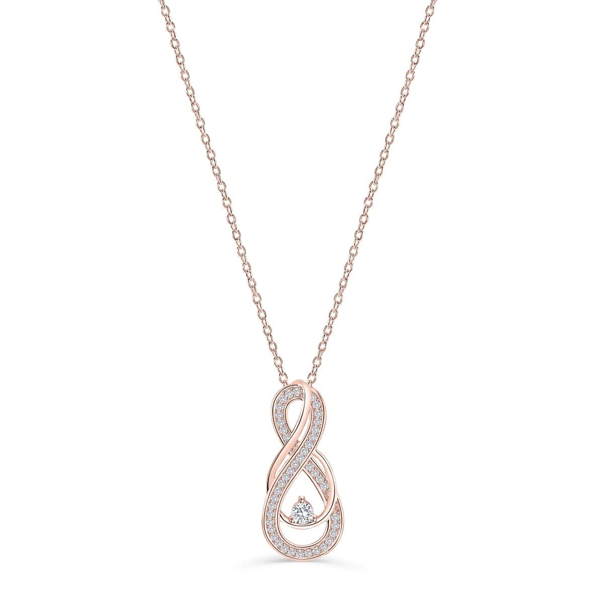 Zircon Stone Infinity Rose Gold Necklace - ARTSY SILVER