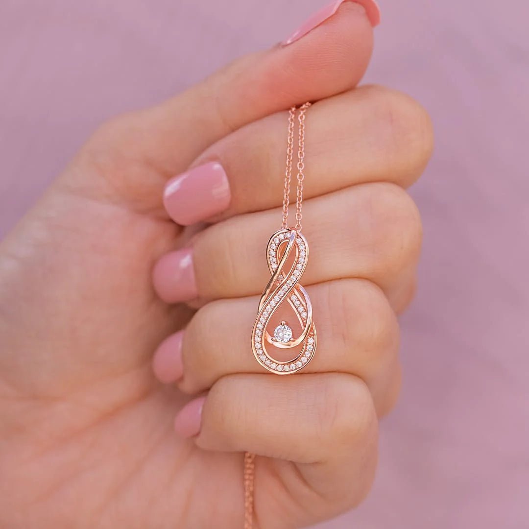 Zircon Stone Infinity Rose Gold Necklace - ARTSY SILVER