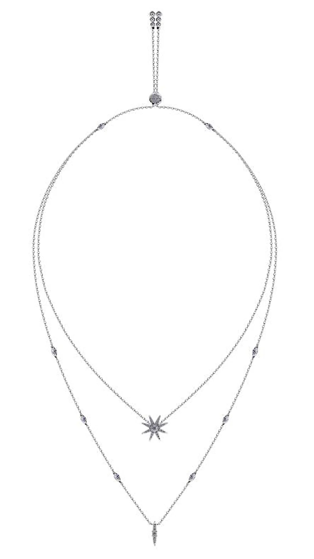 Light Of The Stars Layered Adjustable Necklace - ARTSY SILVER