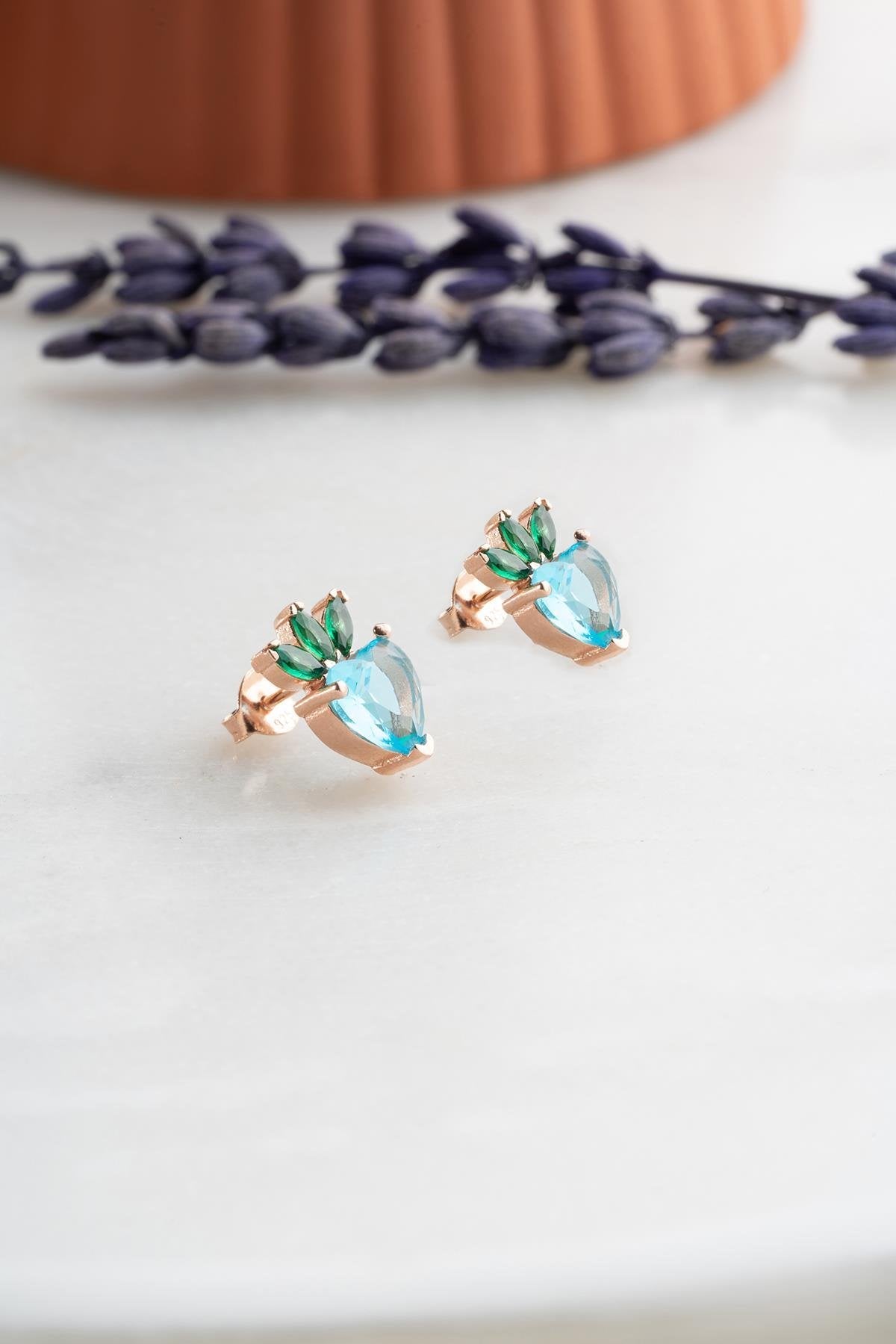 Aquamarine Strawberry Heart Earring