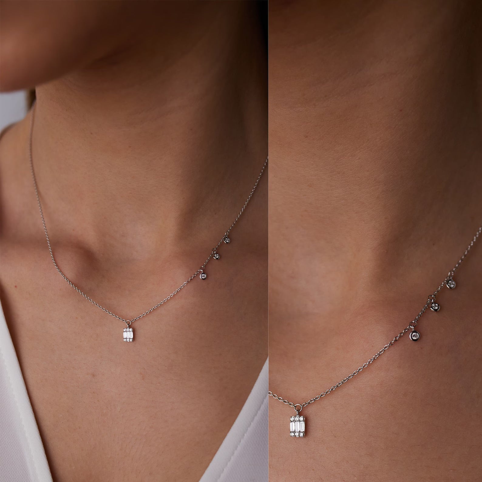 Baguette Bling Silver Necklace