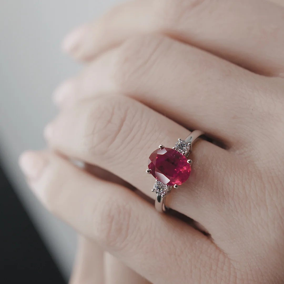 Beating Heart Ruby Promise Ring - ARTSY SILVER